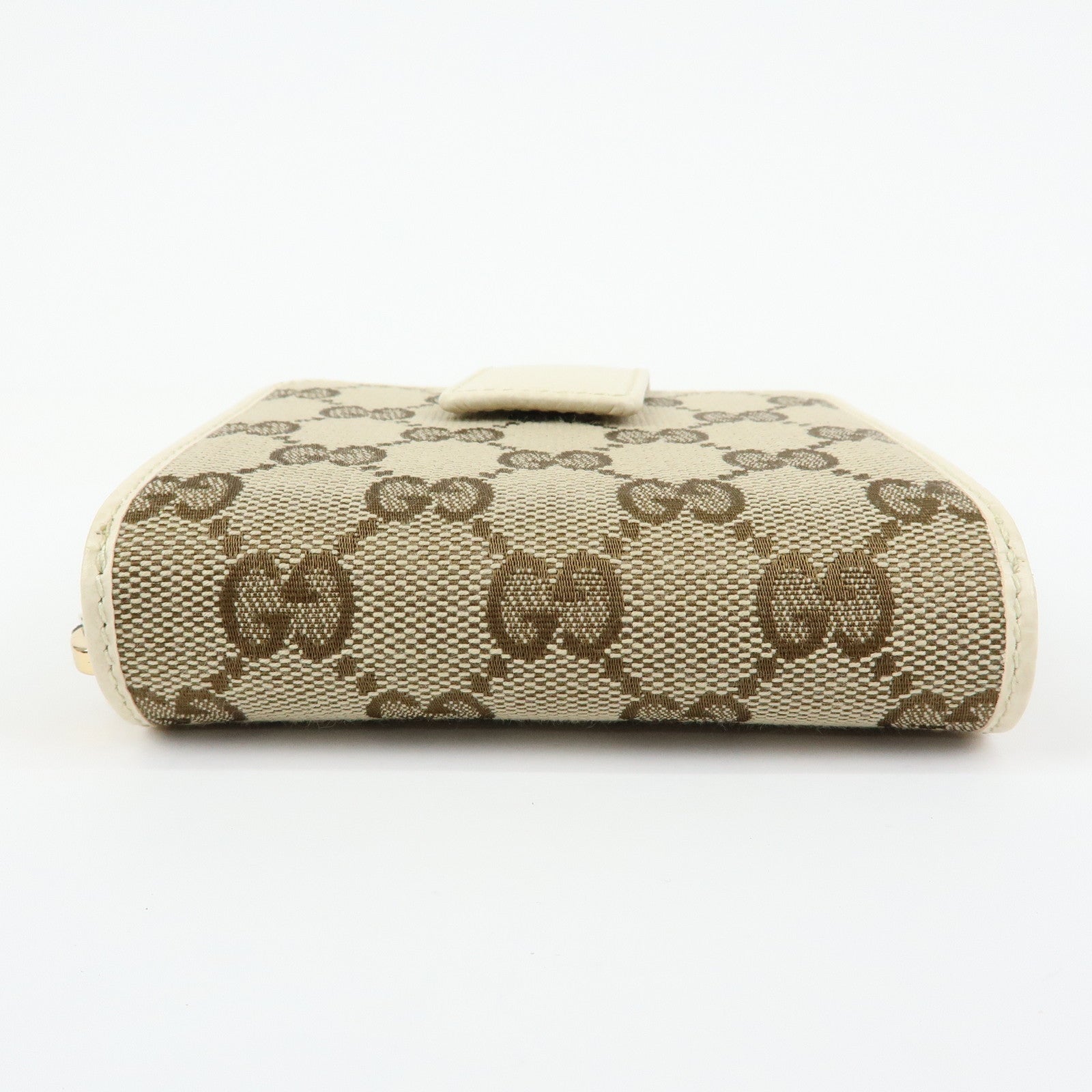 GUCCI GG Canvas Leather Bi-fold Compact Wallet Beige 346056