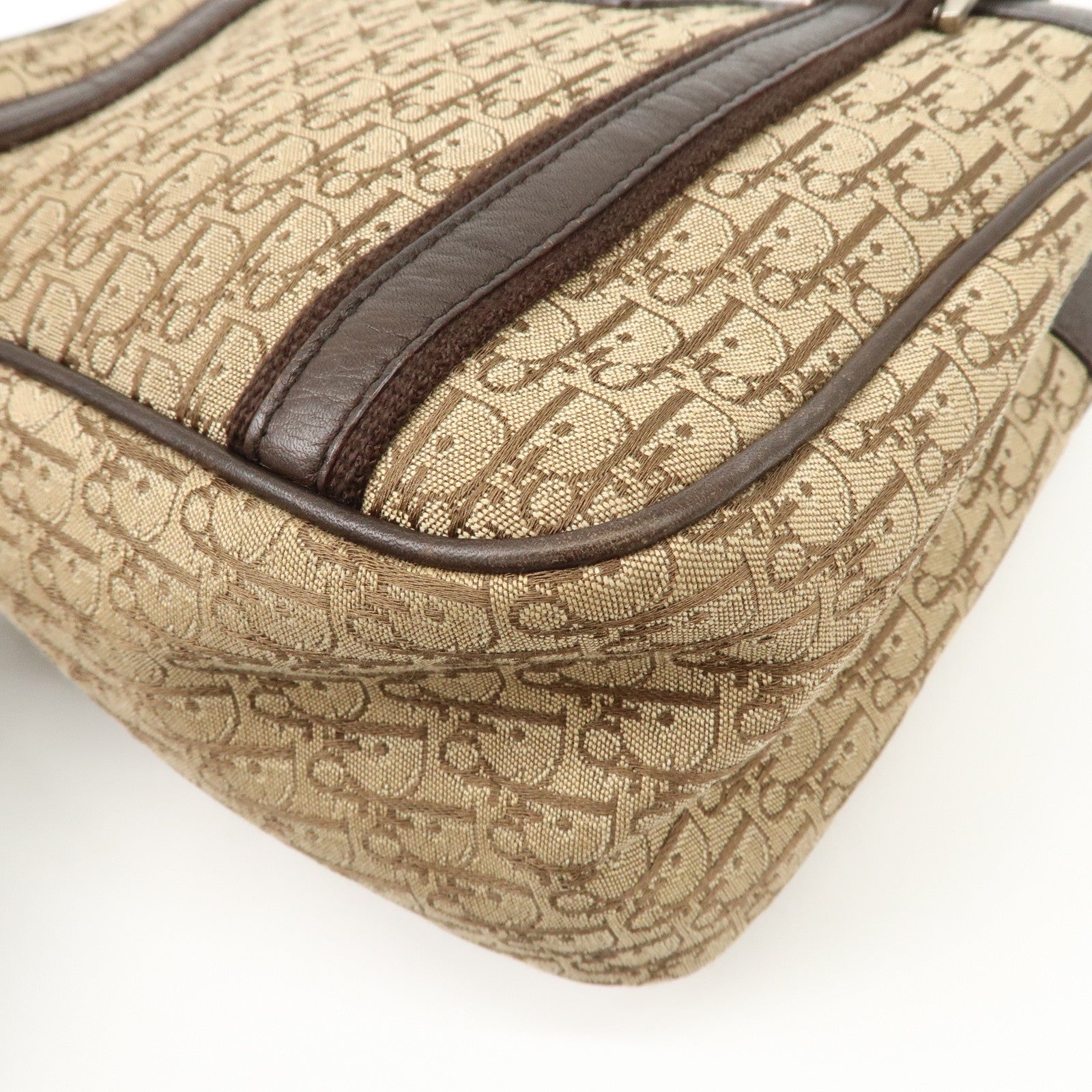 Christian Dior Trotter Leather Canvas Hand Bag Brown Used