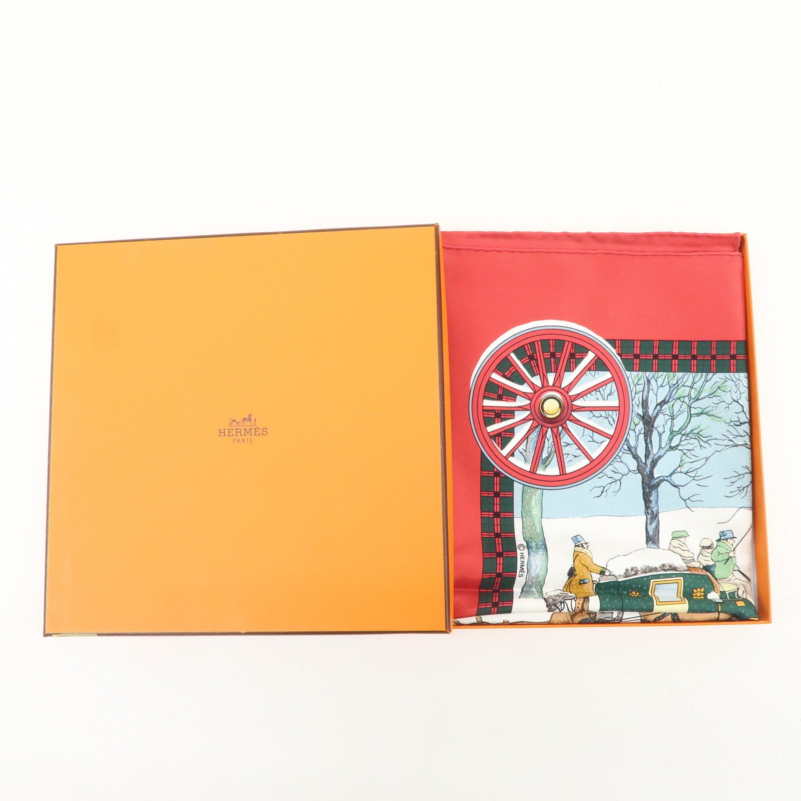 HERMES Carre 90 Silk 100% L'HIVER EN POSTE Scarf