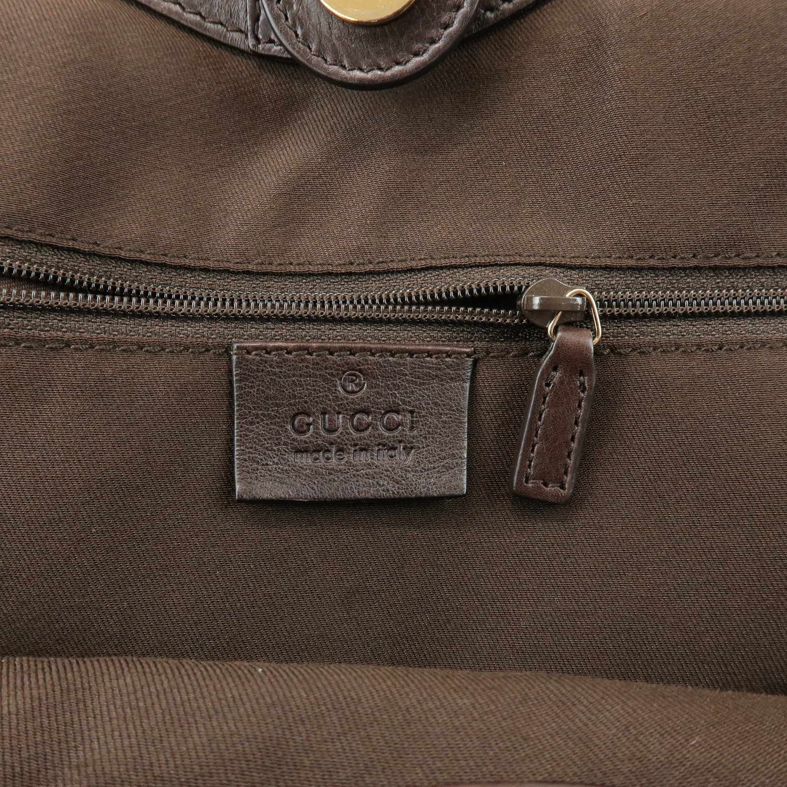 GUCCI Sukey Interlocking G Leather Tote Bag Hand Bag Brown 211944