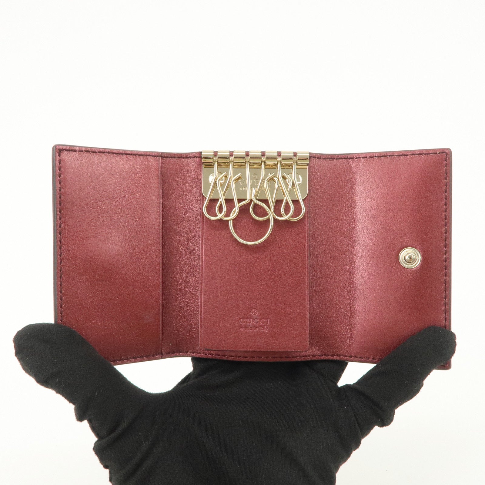 GUCCI Lovely Heart Guccissima Leather 6 Rings Key Case Brown 257217