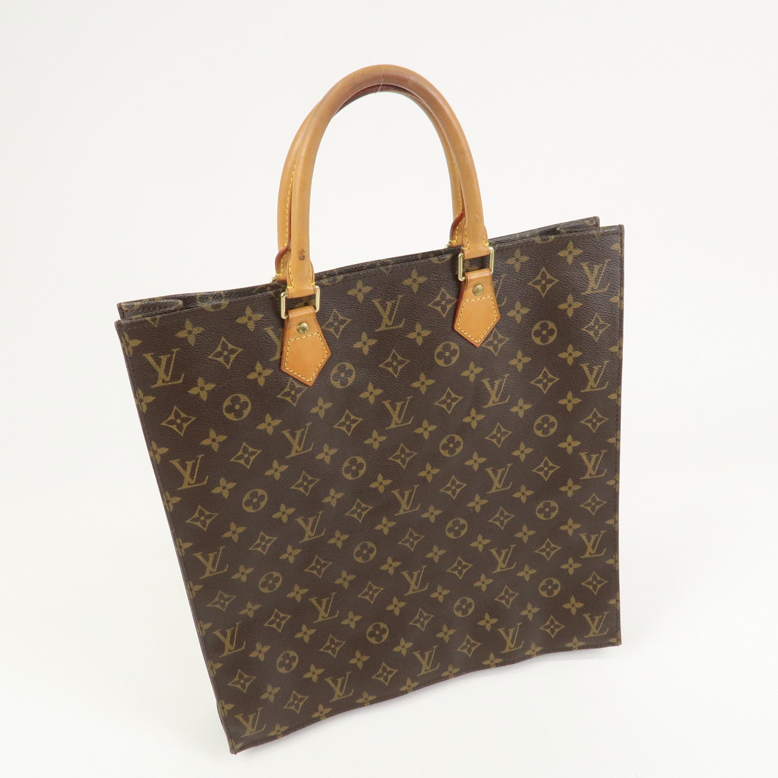 Louis Vuitton Monogram Sac Plat Tote Bag Hand Bag Brown M51140