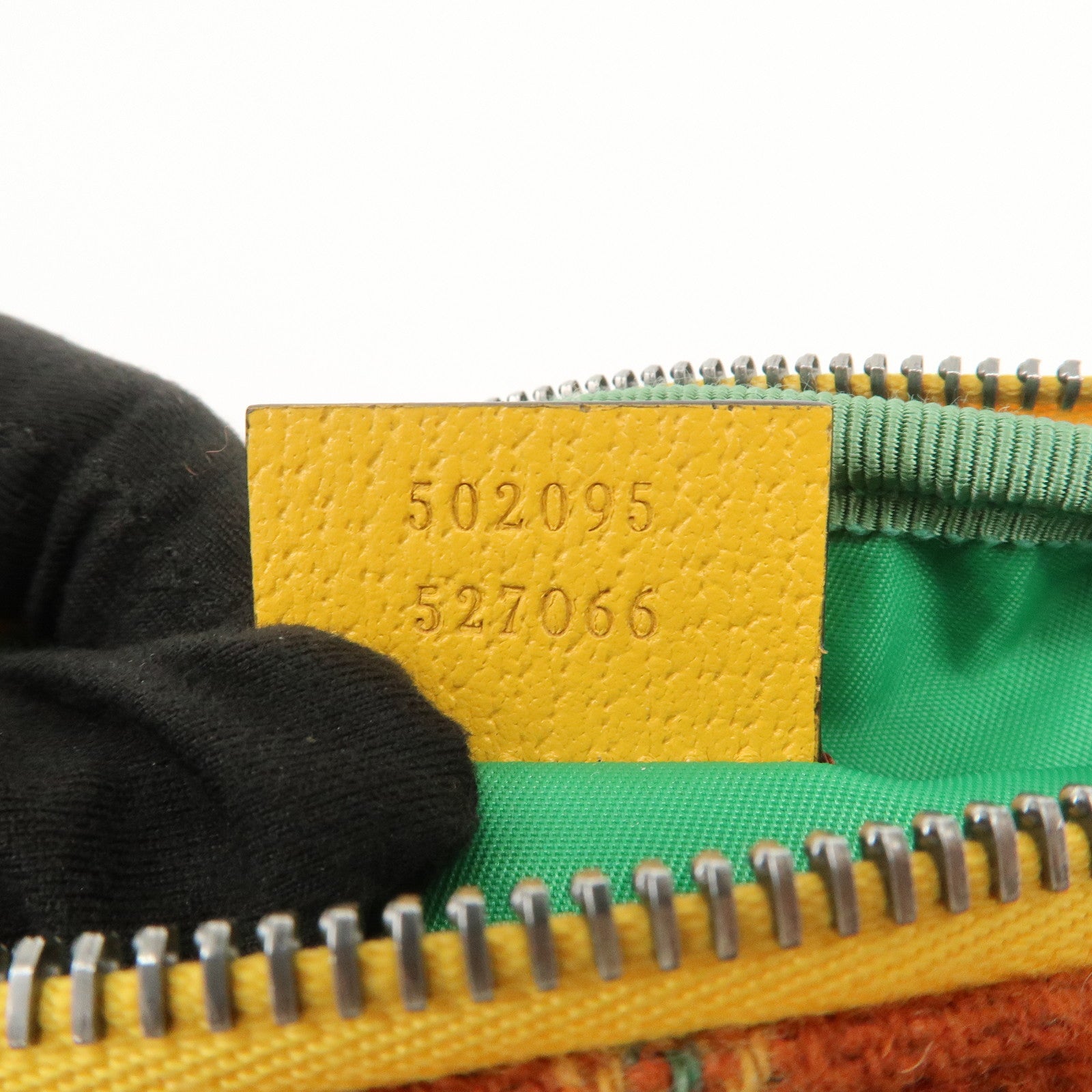 GUCCI Children's Wool Leather Body Bag Waist Bag Brown Green 502095
