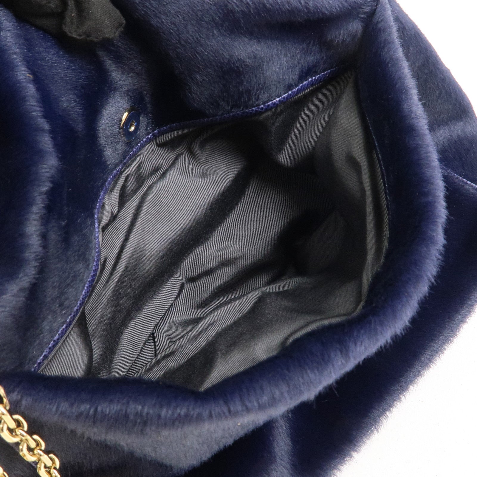 LOEWE Logo Unborn Calf Leather Hand Bag Charm Shoulder Bag Navy