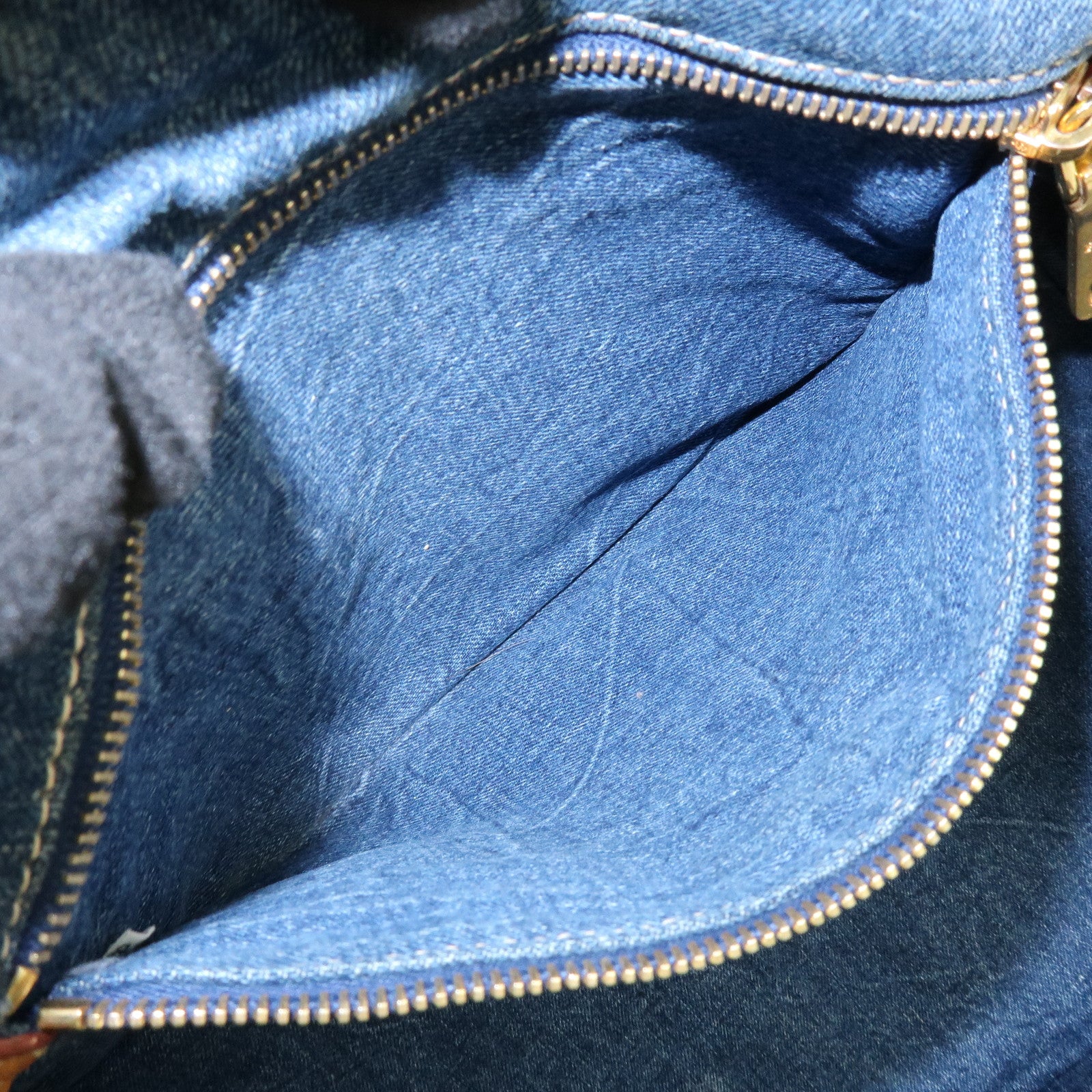 PRADA Logo Canapa Canvas Denim Large Tote Hand Bag Blue BN1872