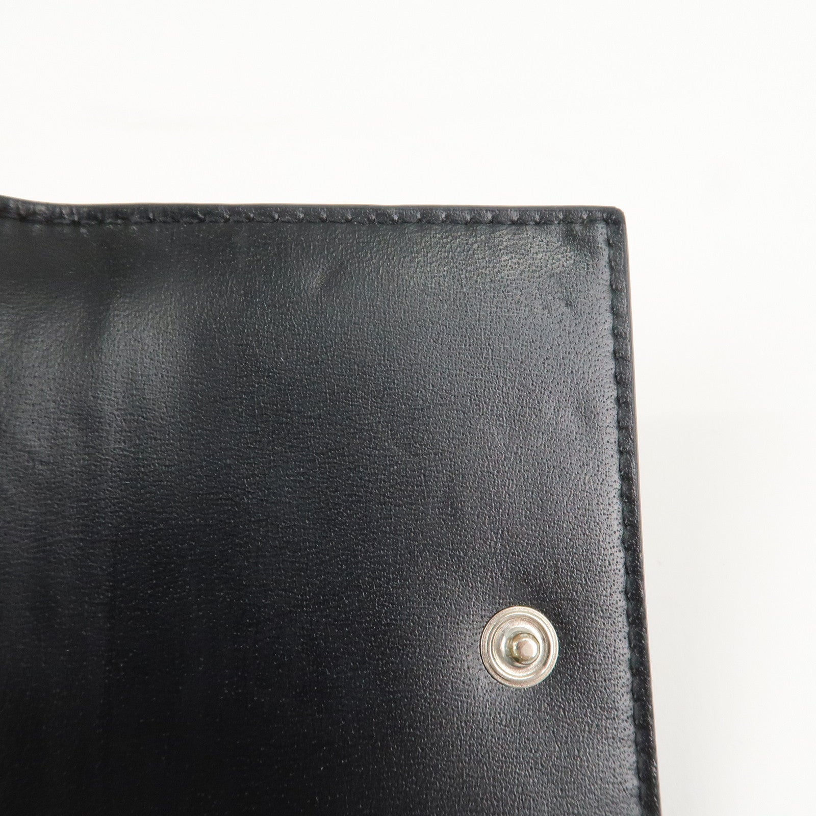 SAINT LAURENT Logo Leather 6 Hook Key Case Black Silver