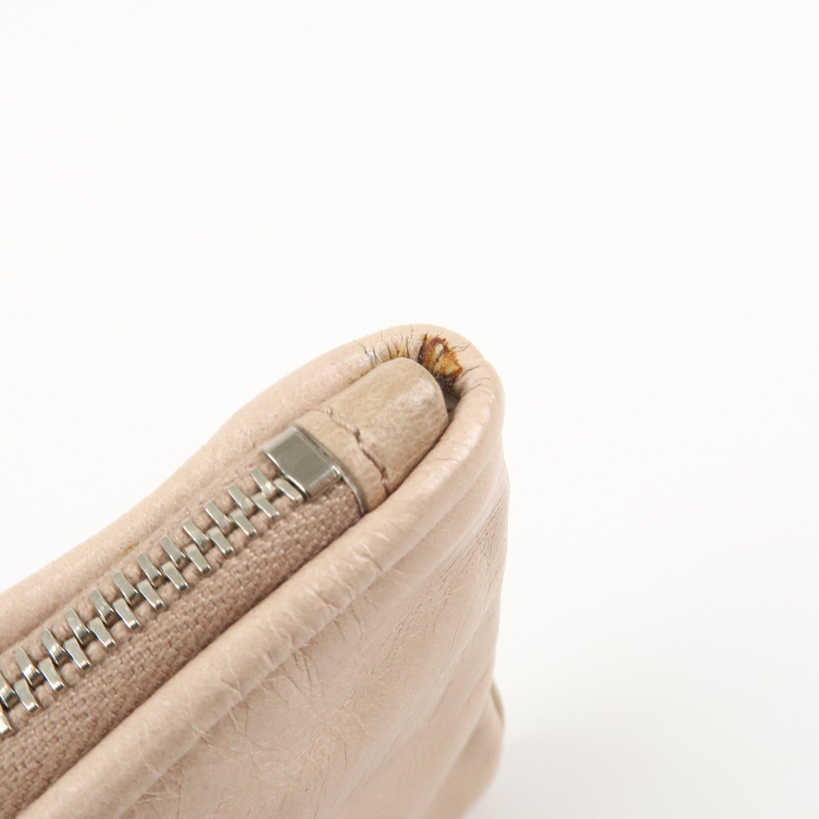 MIU MIU Leather Fur Clutch Bag Pouch Pink Beige 5NH811