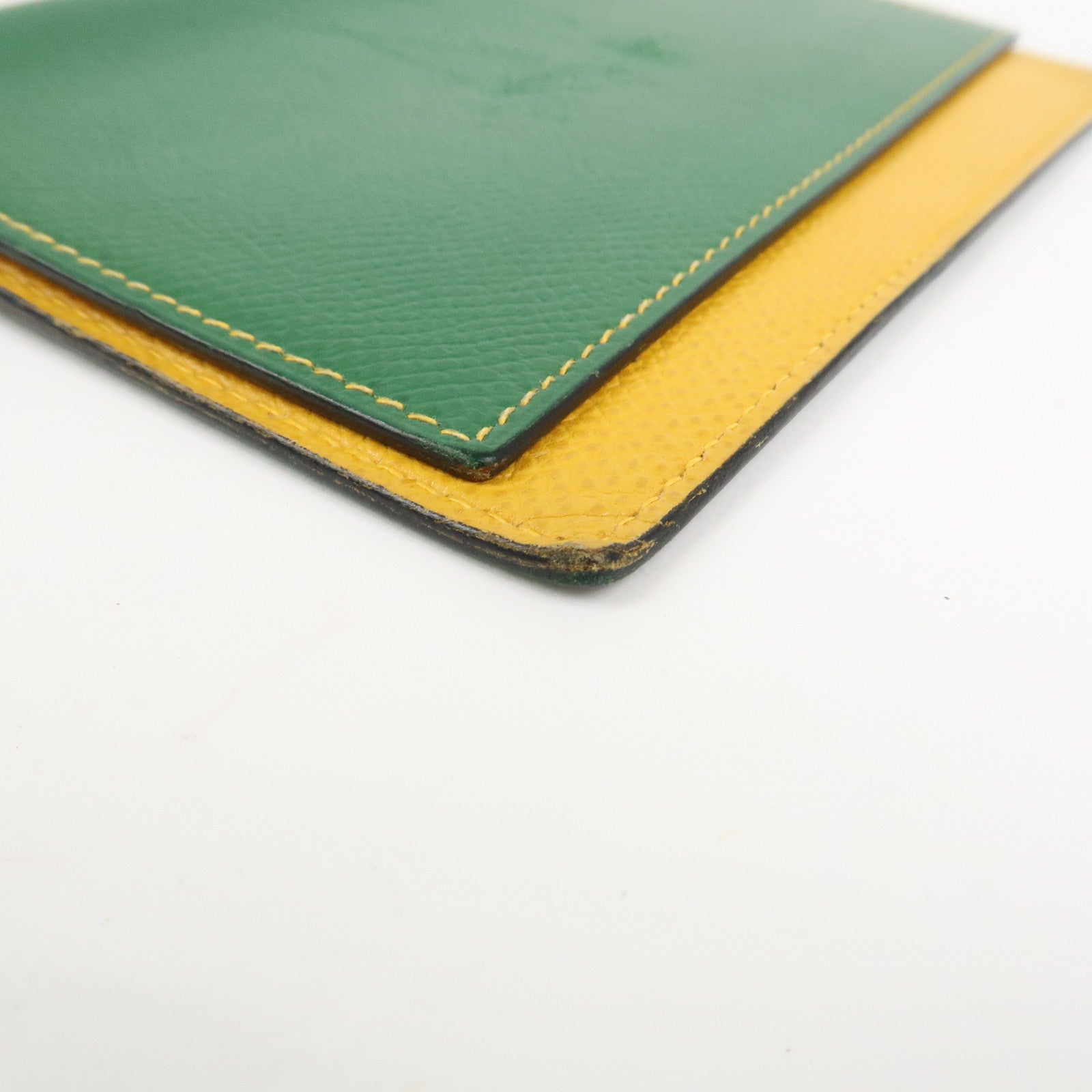 HERMES Leather Logo 〇Y Stamped Agenda PM Planner Cover Green