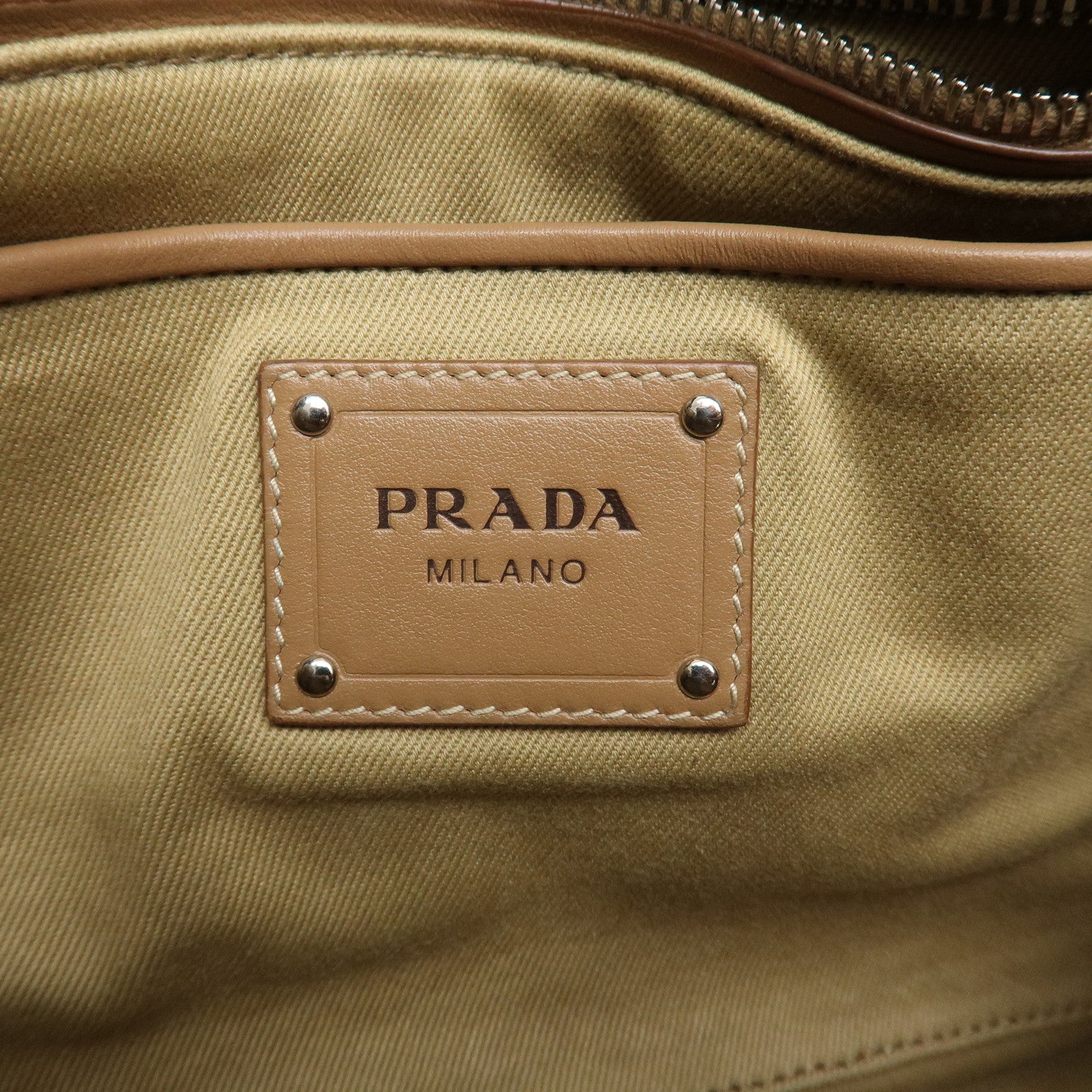 PRADA Canapa Raffia 2 Way Bag Hand Shoulder Bag Brown Ivory BN2889