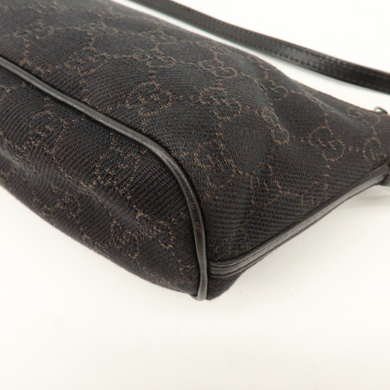 GUCCI Boat Bag GG Canvas Leather Hand Bag Brwon 07198