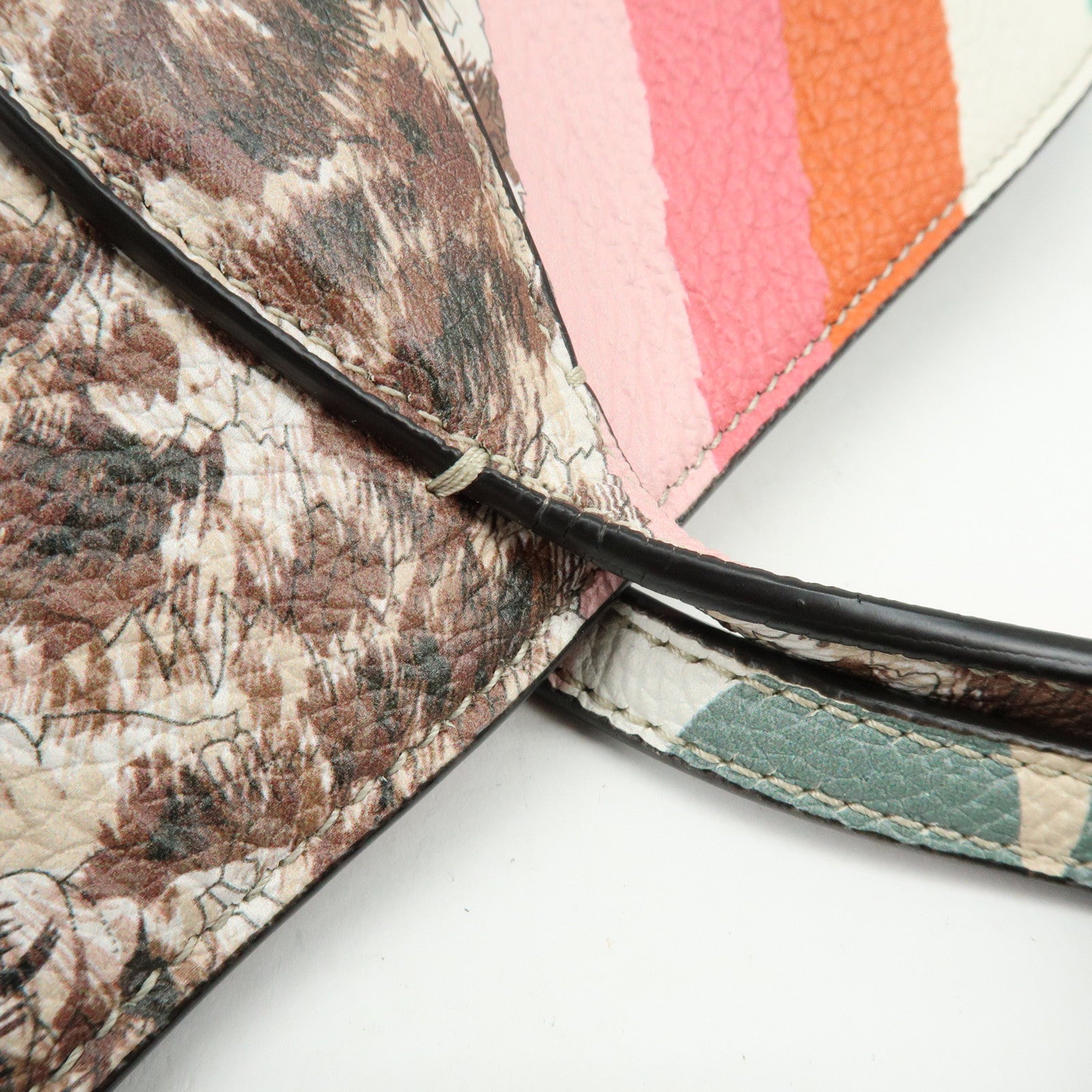 Ferragamo Gancini Leather Tote Bag Shoulder Bag Flower Print