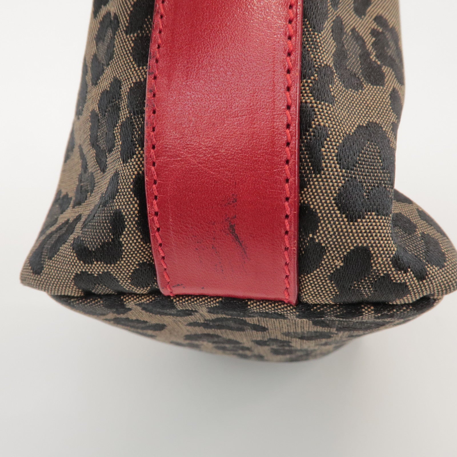 FENDI Canvas Leather Leopard Hand Bag Cosmetic Pouch Brown 26360