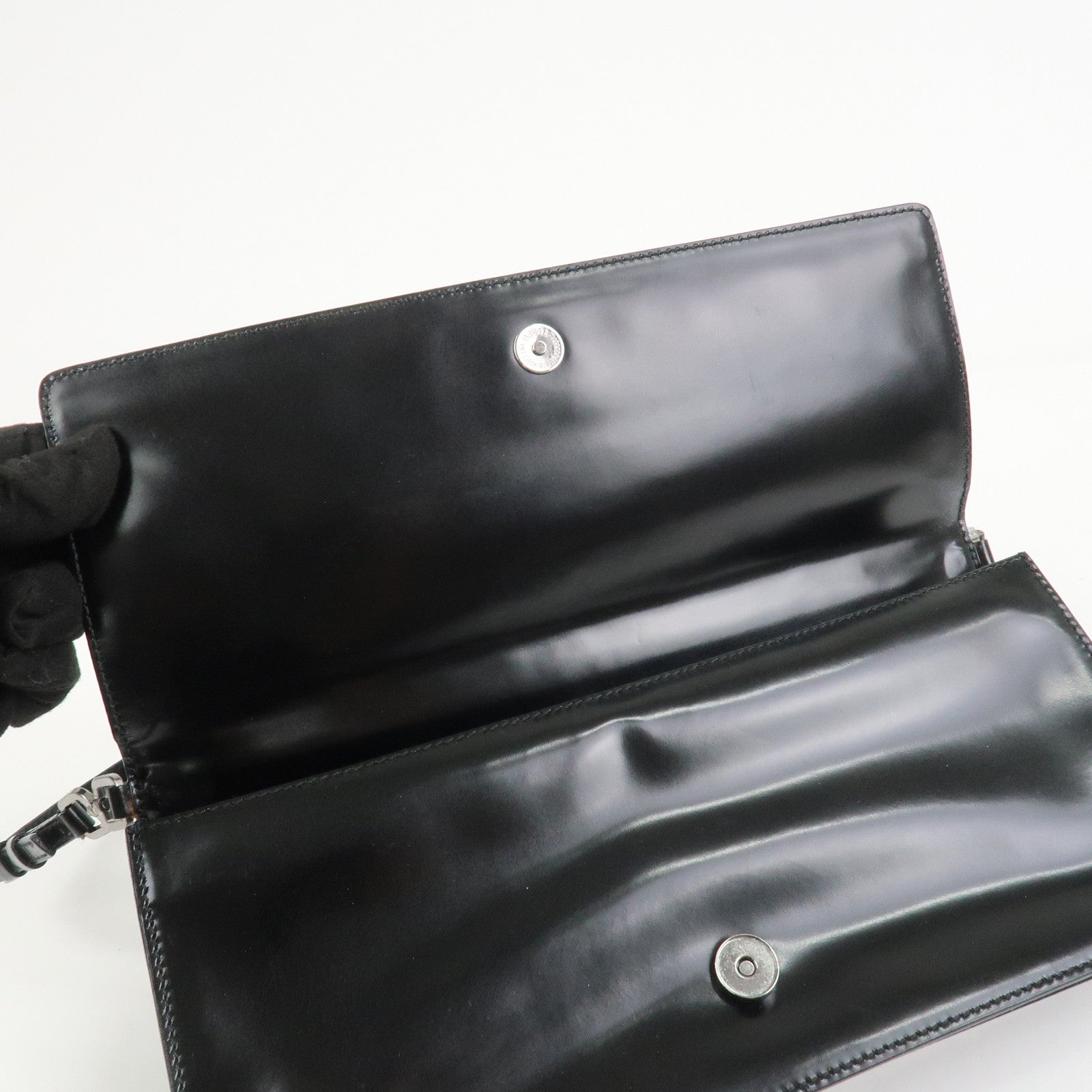 PRADA Logo Leather Shoulder Bag Hand Bag Black BR0421
