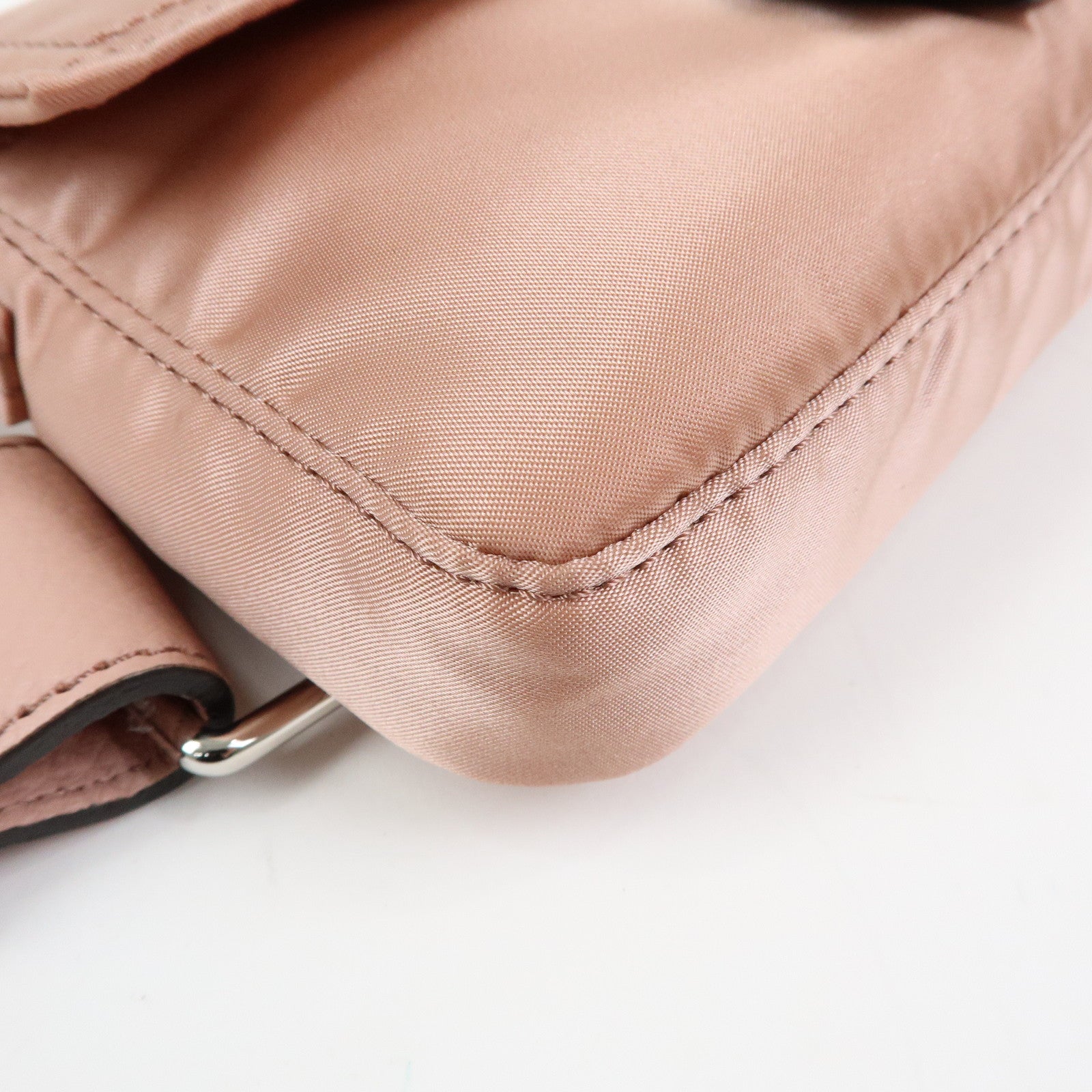 FENDI Baguette Mini Nylon Leather 2WAY Bag ×PORTER Pink 7AS138