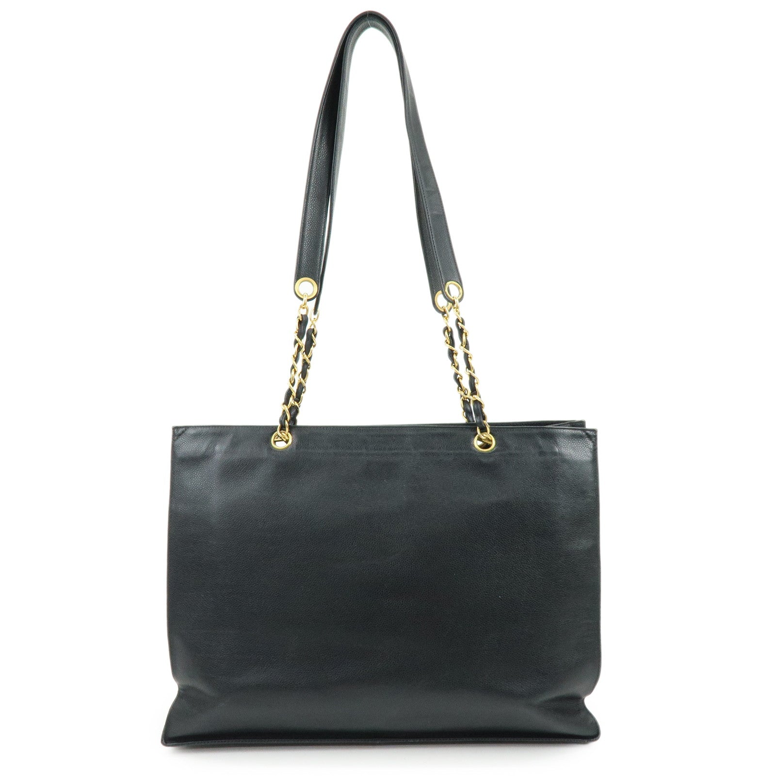 CHANEL COCO Mark Caviarskin Tote Bag Chain Shoulder Bag Black