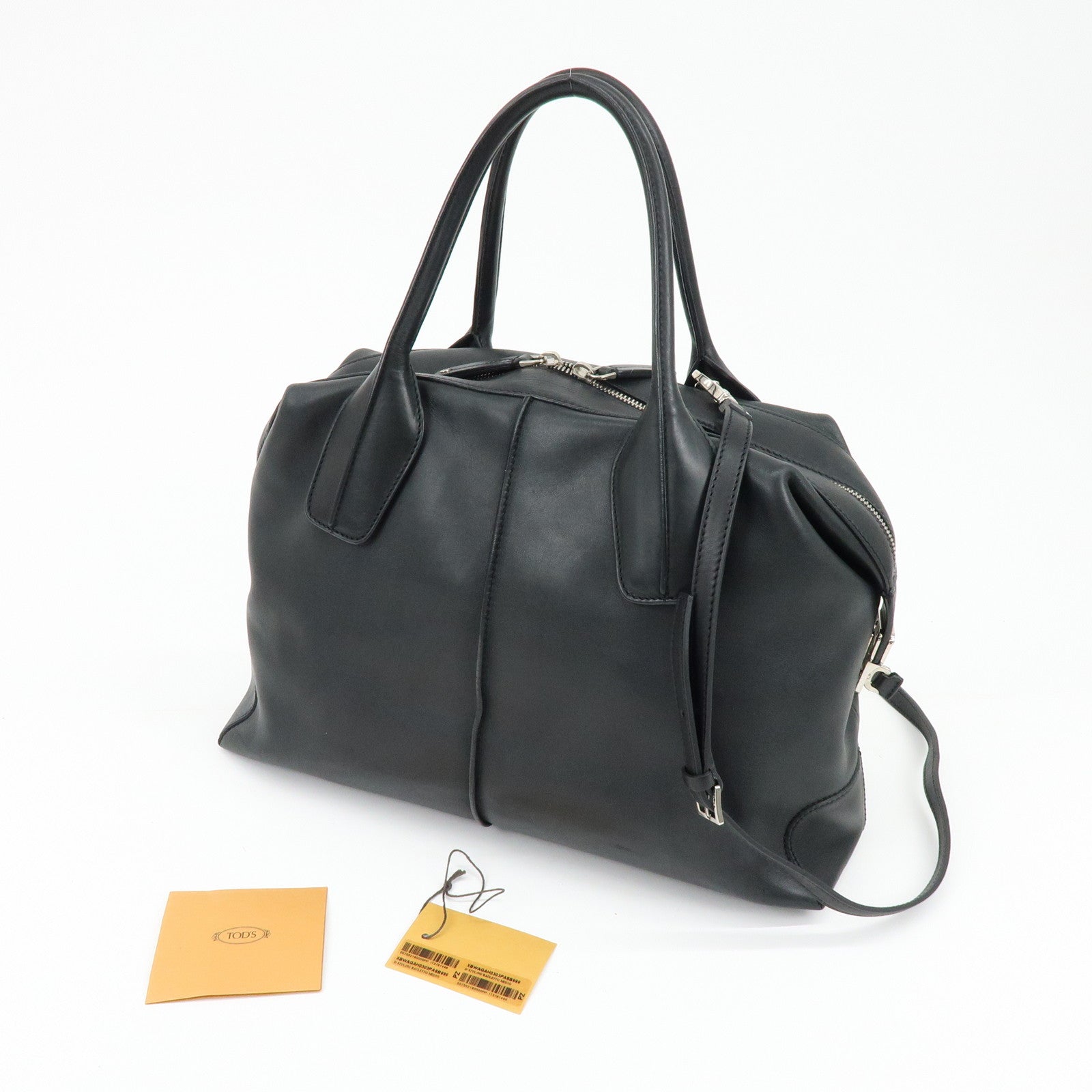 TOD'S D-Styling Leather 2Way Bag Bauletto Bag Shoulder Bag Black