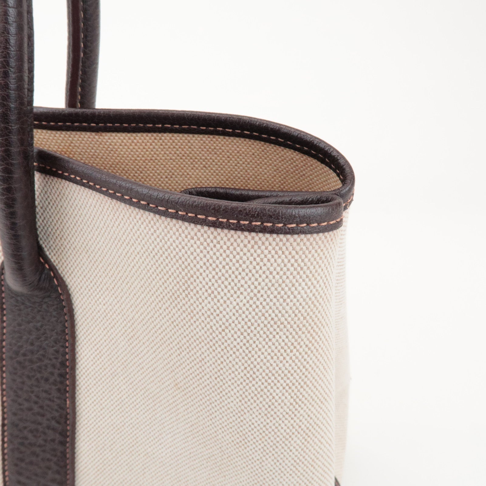 HERMES Toile Ash Garden Party PM □H Stamped Tote Bag Brown