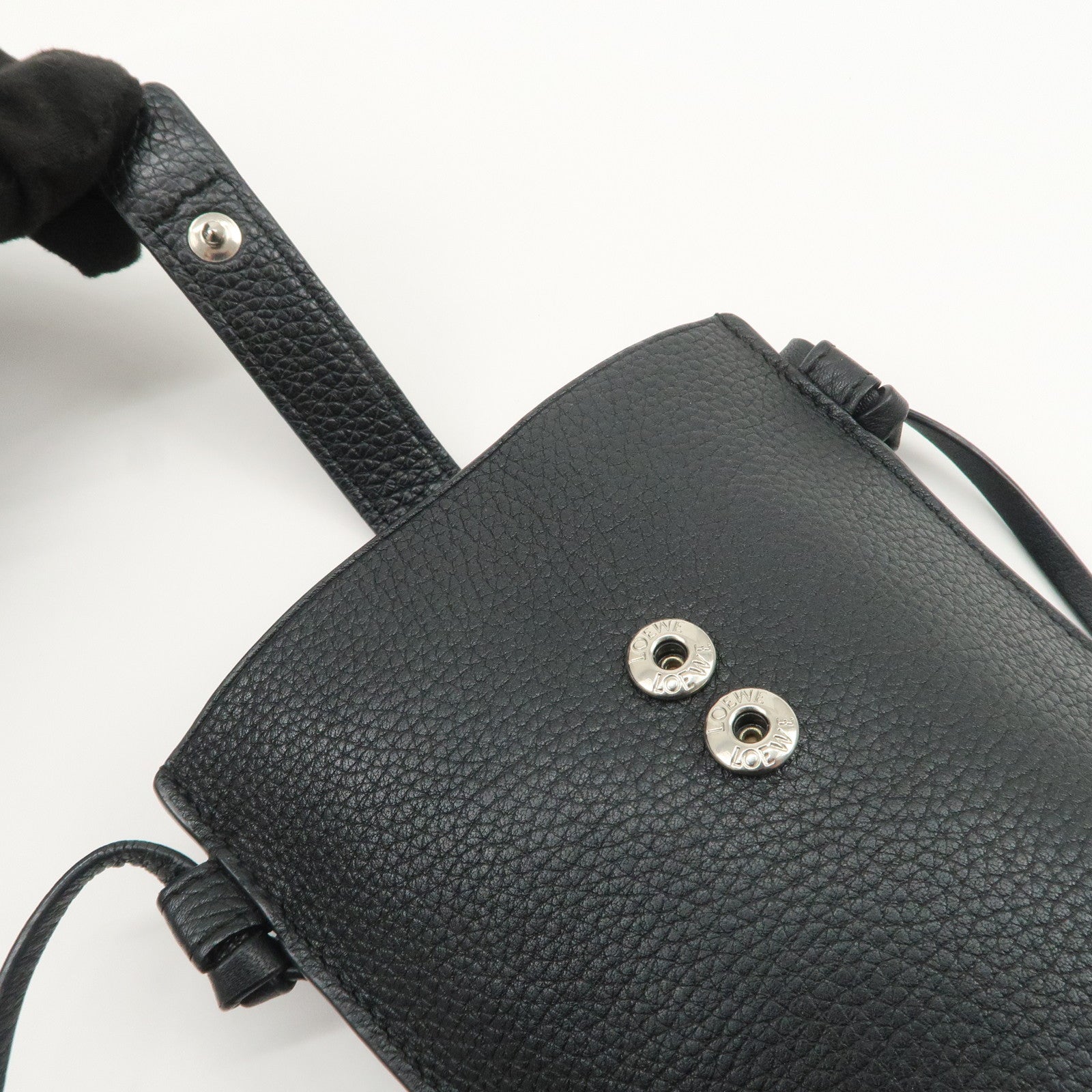 LOEWE Anagram Logo Calf Leather Shoulder Bag Crossbody Bag Black