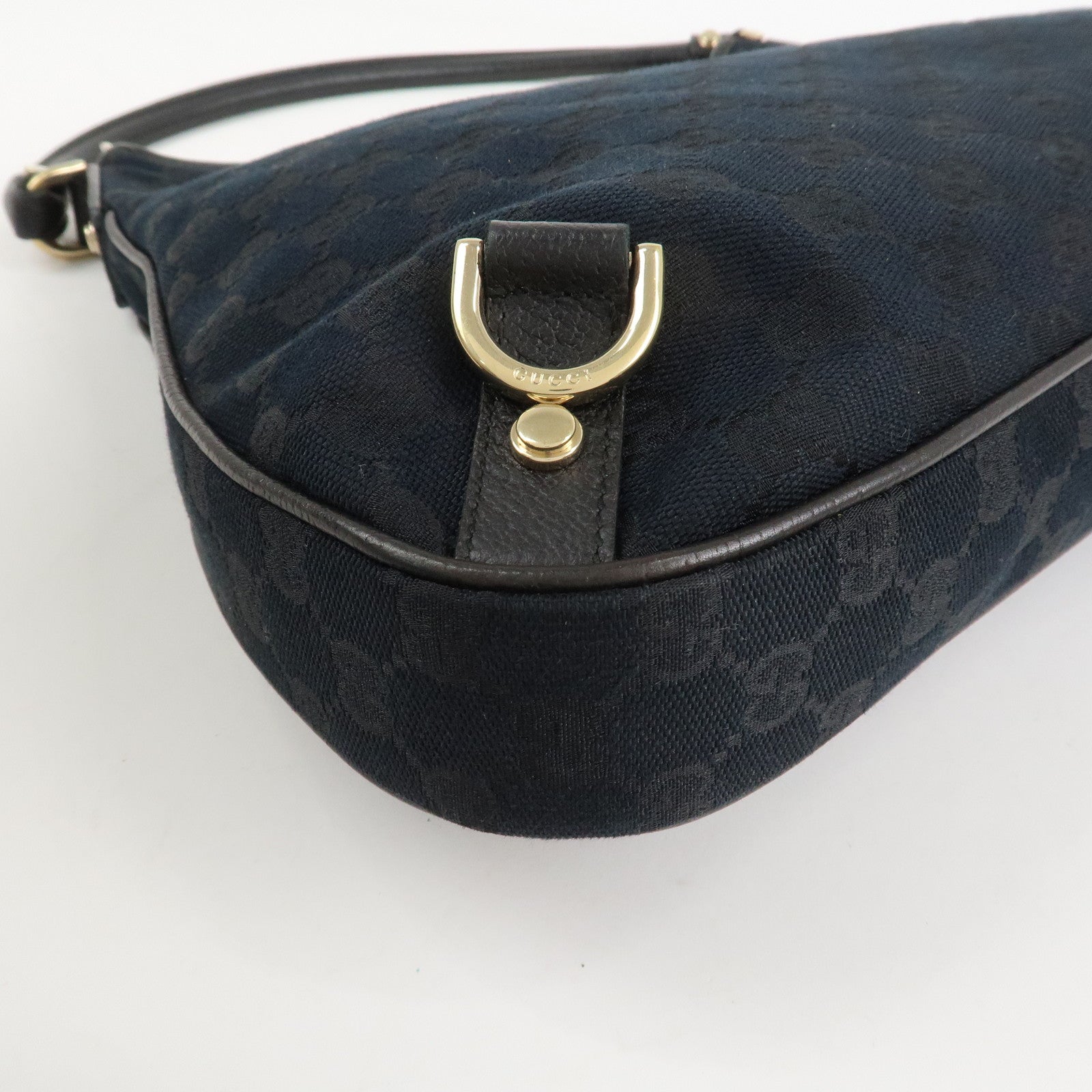 GUCCI Abbey GG Canvas Leather Shoulder Bag Hand Bag Black 130737