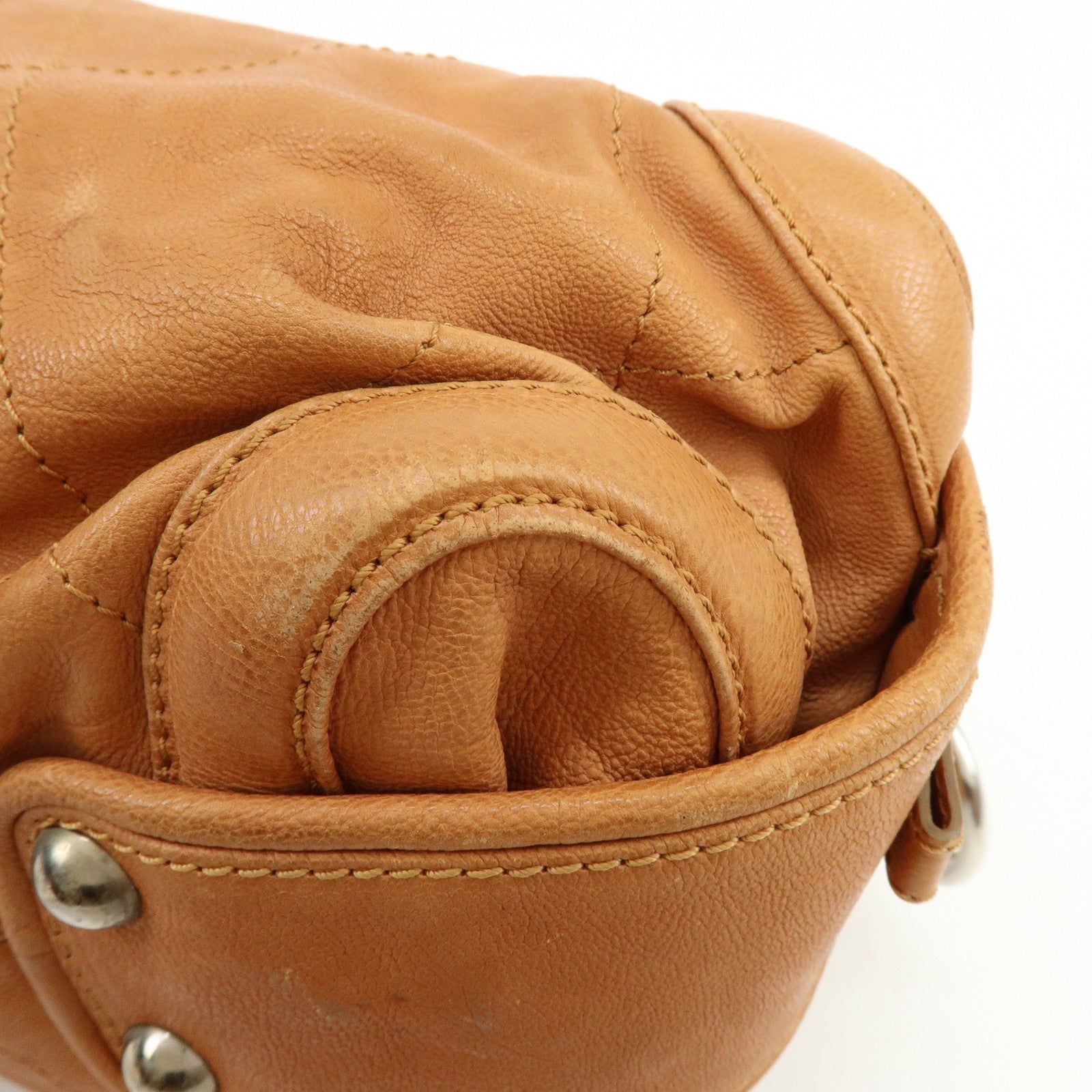 CHANEL COCO Mark Calf Leather Hand Bag Brown