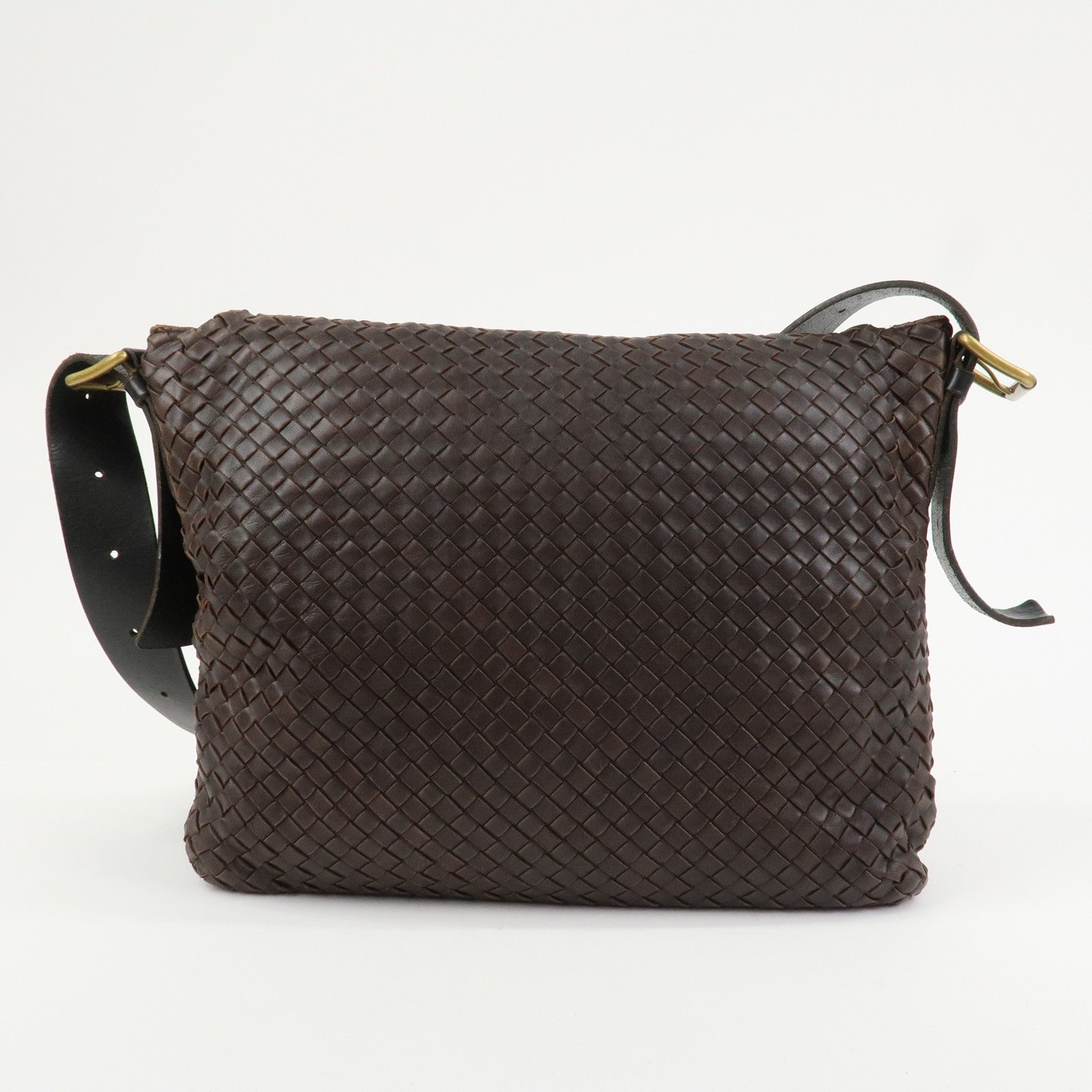 BOTTEGA VENETA Intrecciato Leather Shoulder Bag Crossbody Bag Brown