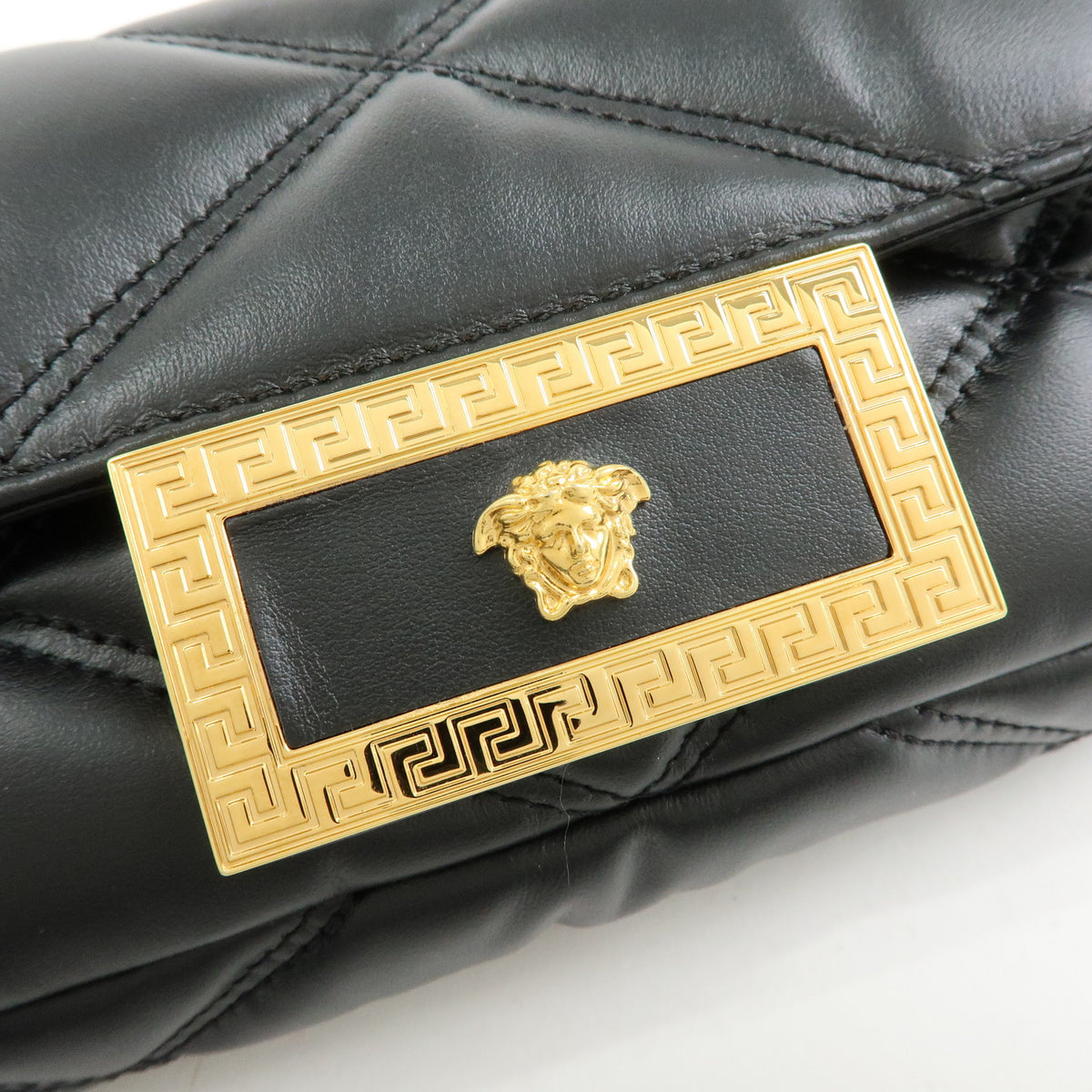 VERSACE Medusa Leather Chain Shoulder Bag Crossbody Bag Black