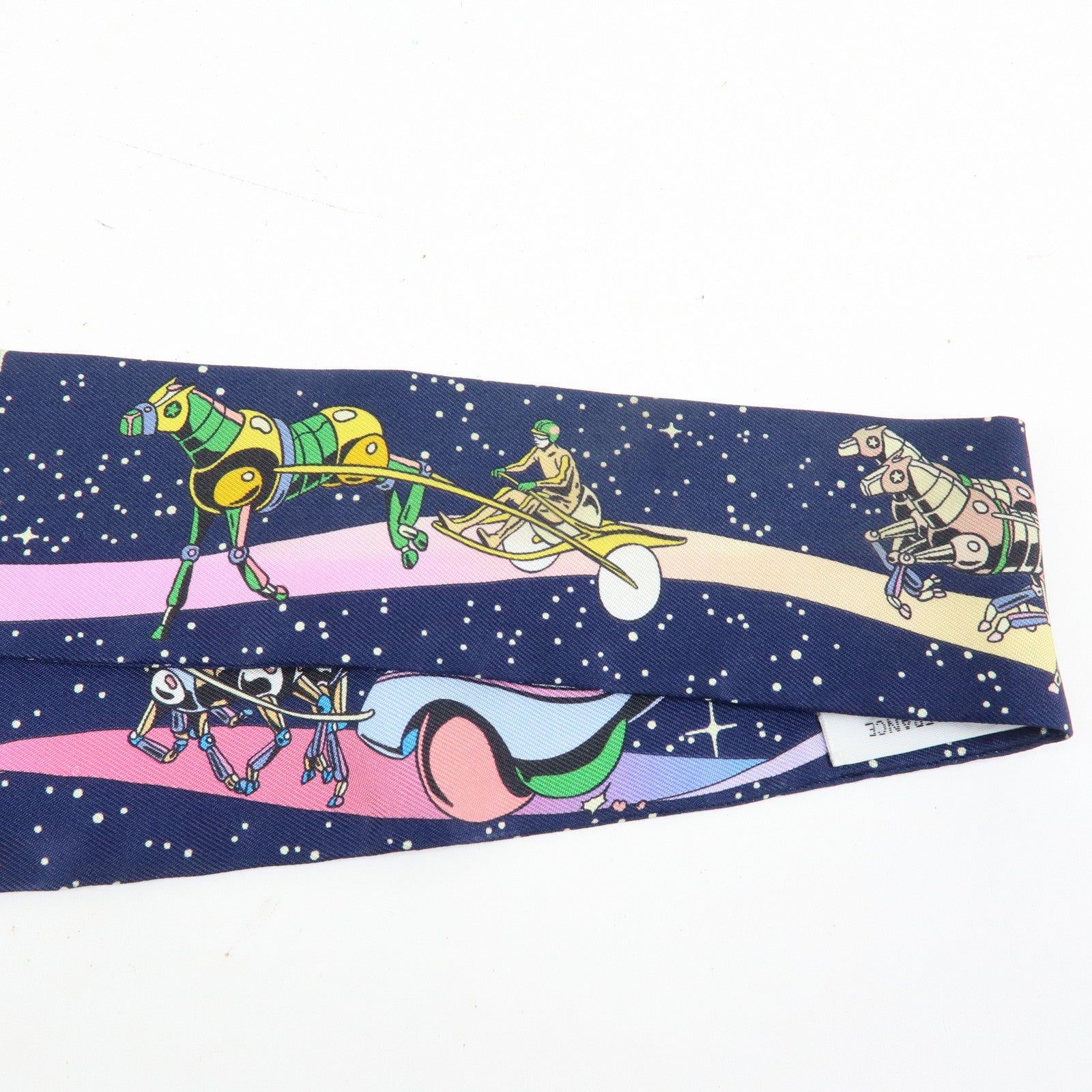 HERMES Silk 100% Twilly Scarf Space Derby Navy