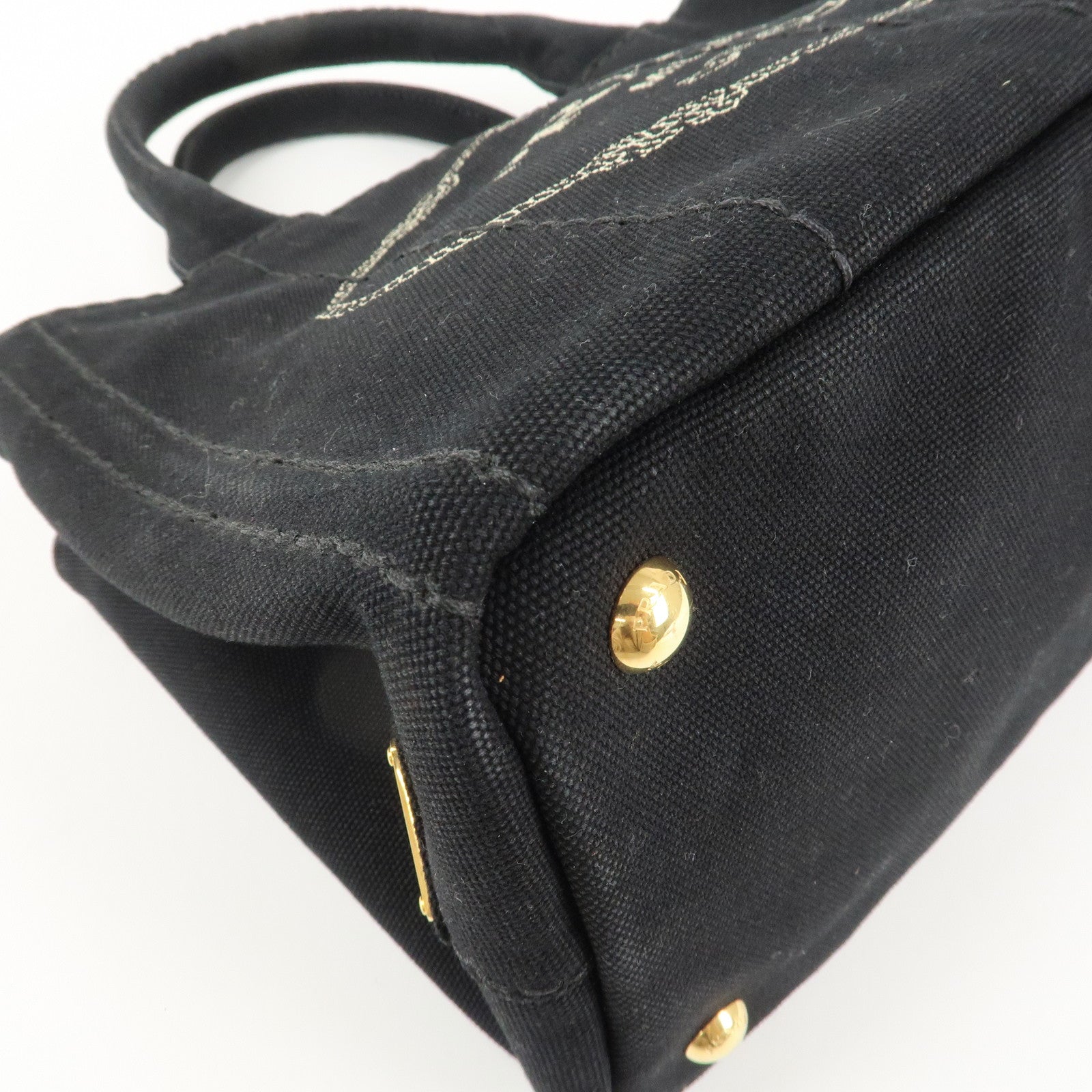 PRADA Canapa Mini Canvas 2Way Bag Hand Bag Shoulder Bag Black 1BG439 Used