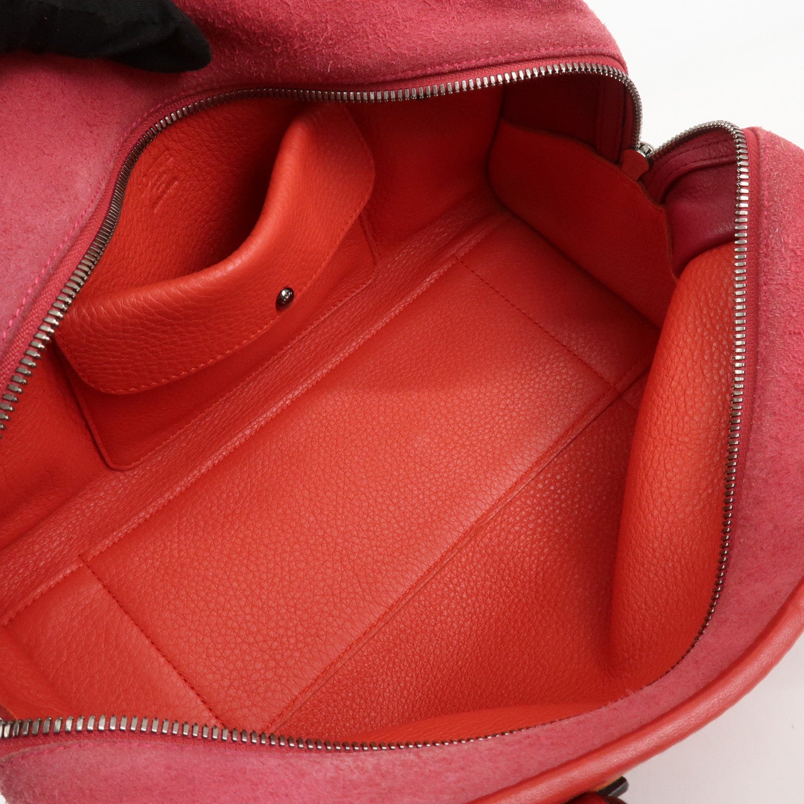 LOEWE Anagram Leather Suede Amazona 28 Hand Bag Orange Red