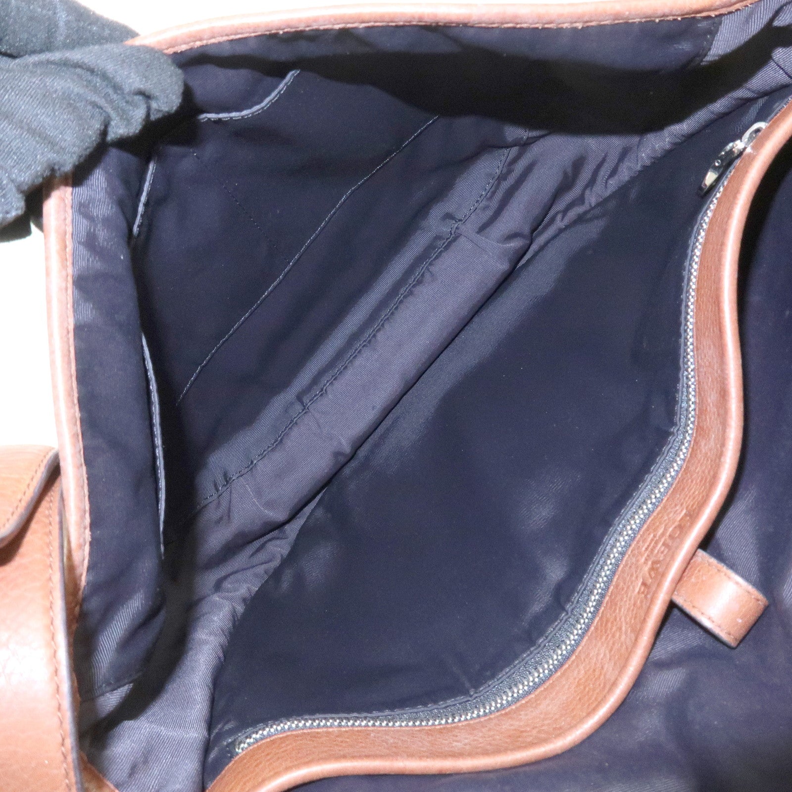 LOEWE Heritage Logo Leather Shoulder Bag Crossbody Bag Brown