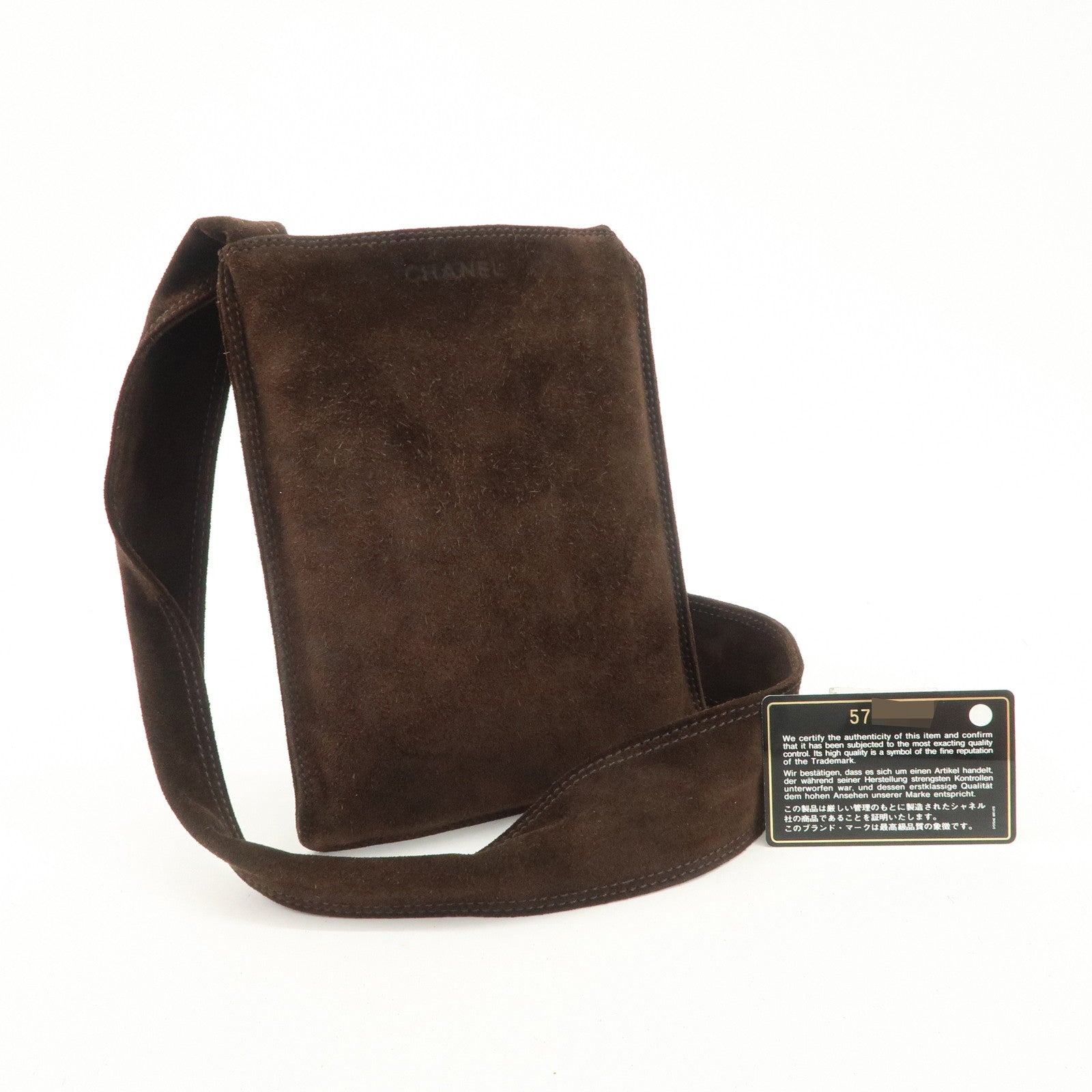 CHANEL Suede Shoulder Bag Crossbody Bag Dark Brown Used