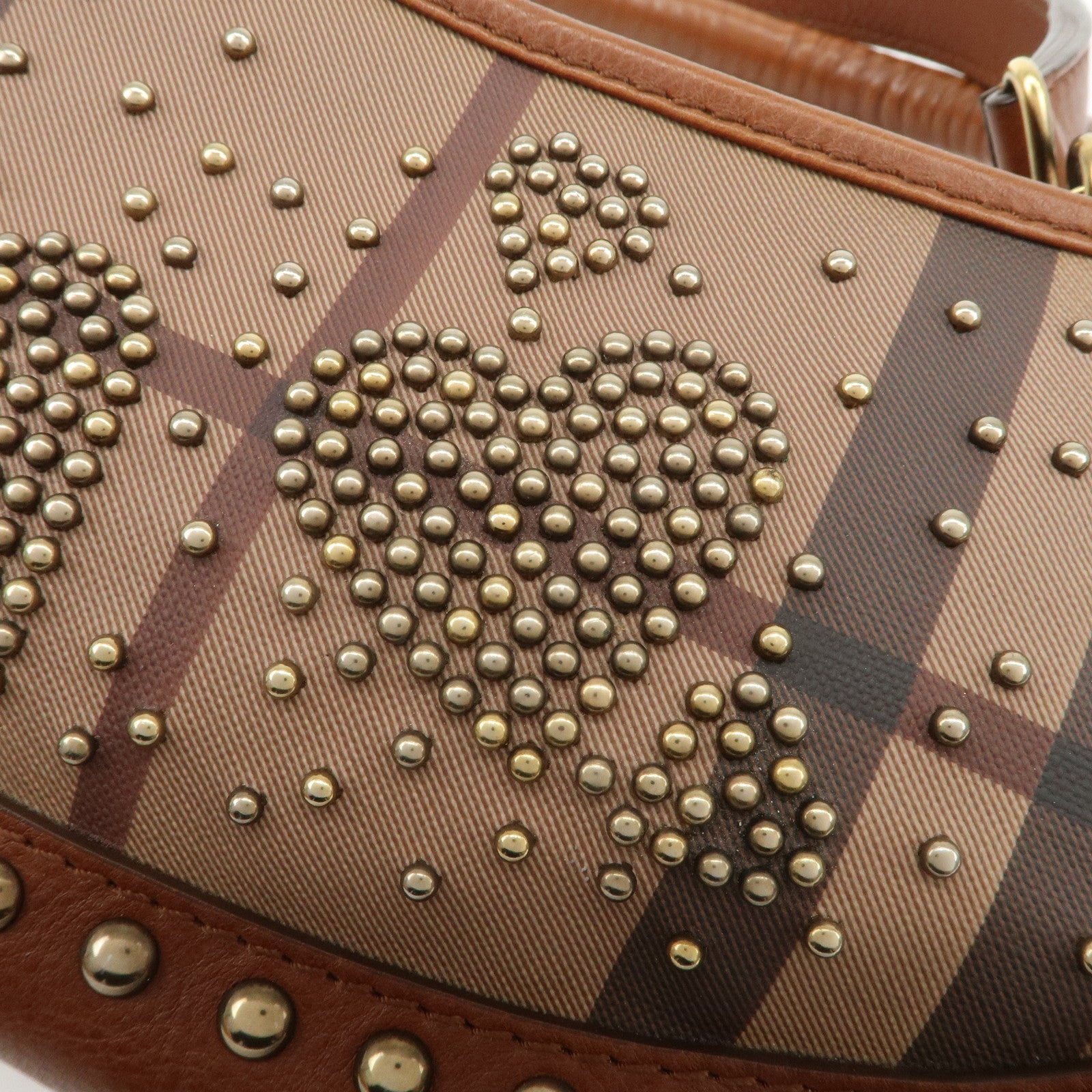 BURBERRY Heart Studs PVC Leather 2Way Bag Shoulder Hand Bag Brown