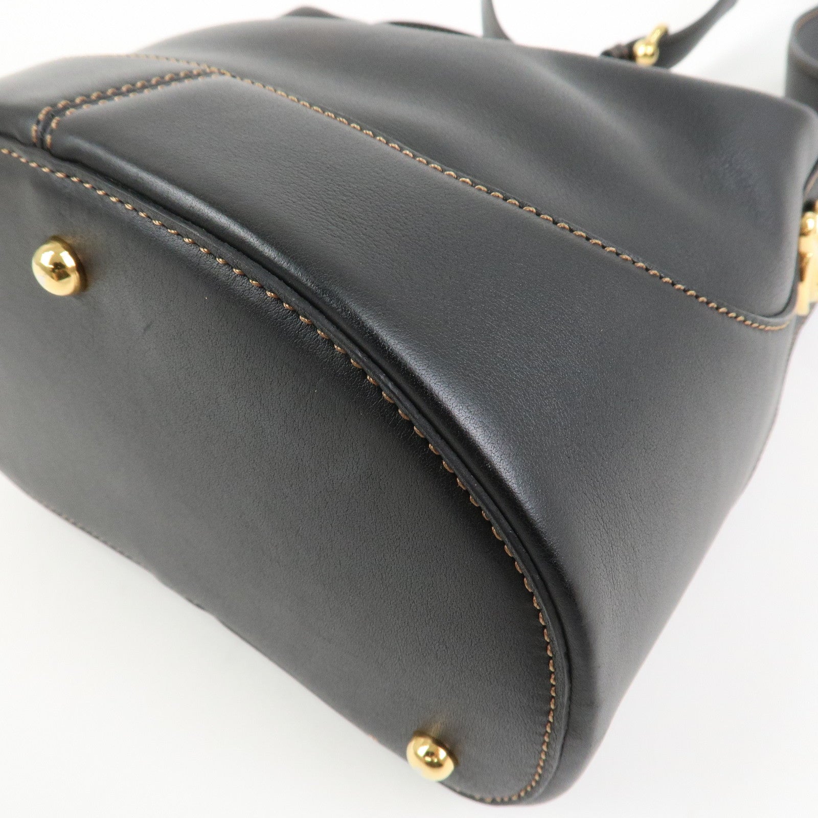 LOEWE Logo Leather Shoulder Bag Hand Bag Crossbody Bag Black