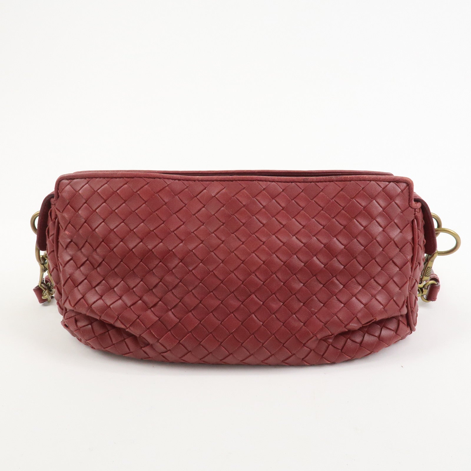 BOTTEGA VENETA Intrecciato Nappa Leather Shoulder Bag Wine Red