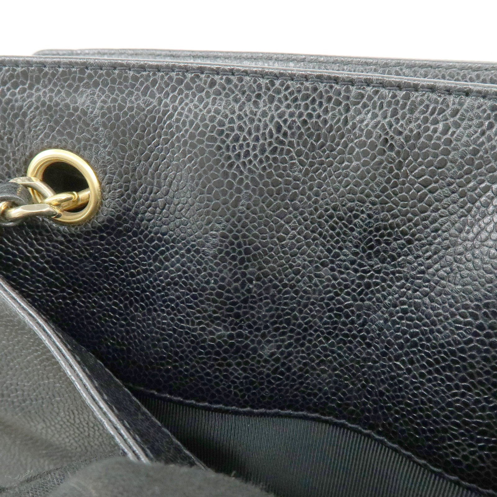 CHANEL Triple COCO Mark Caviarskin Chain Shoulder Bag Black