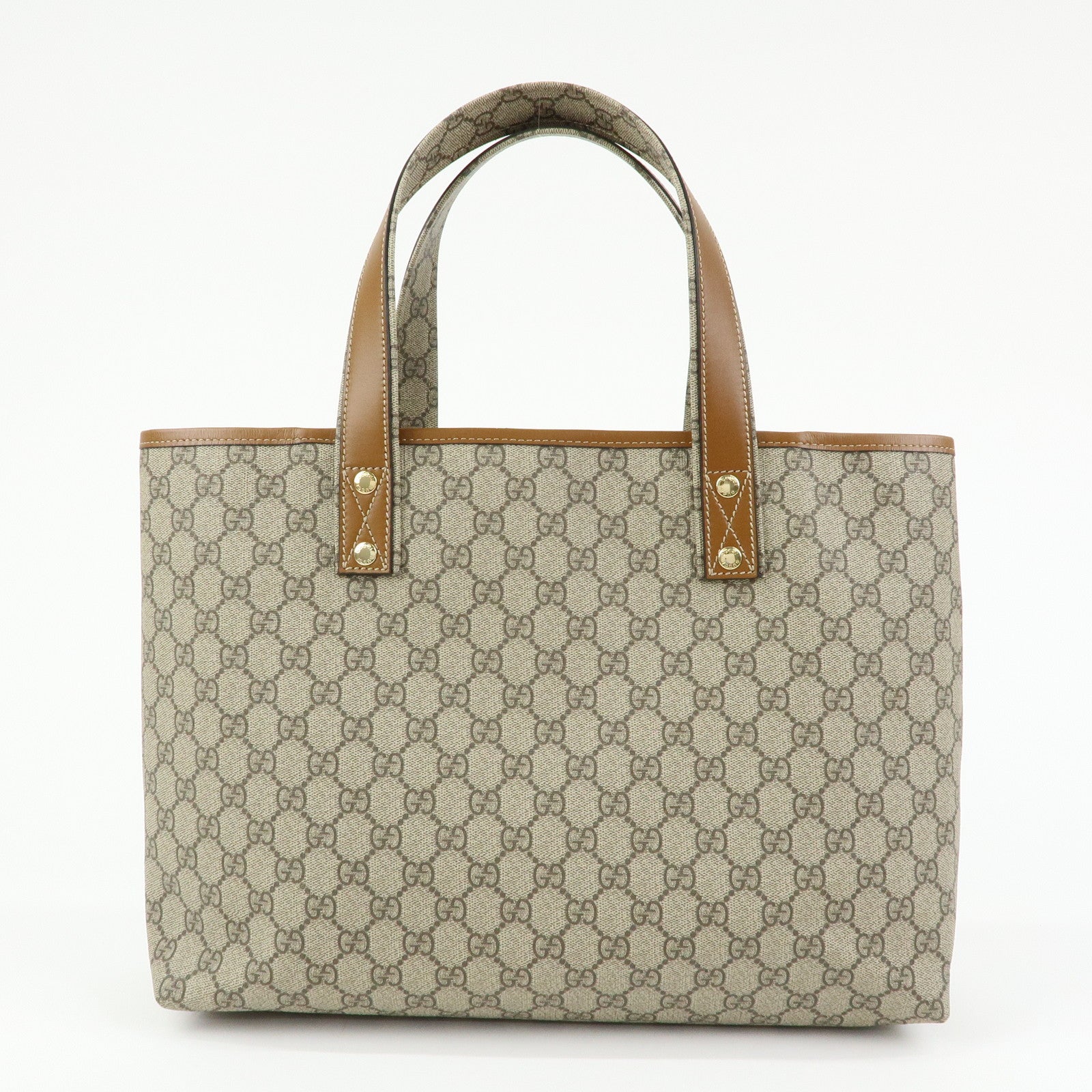 GUCCI Sherry GG Supreme Leather Tote Bag Beige Brown 211134
