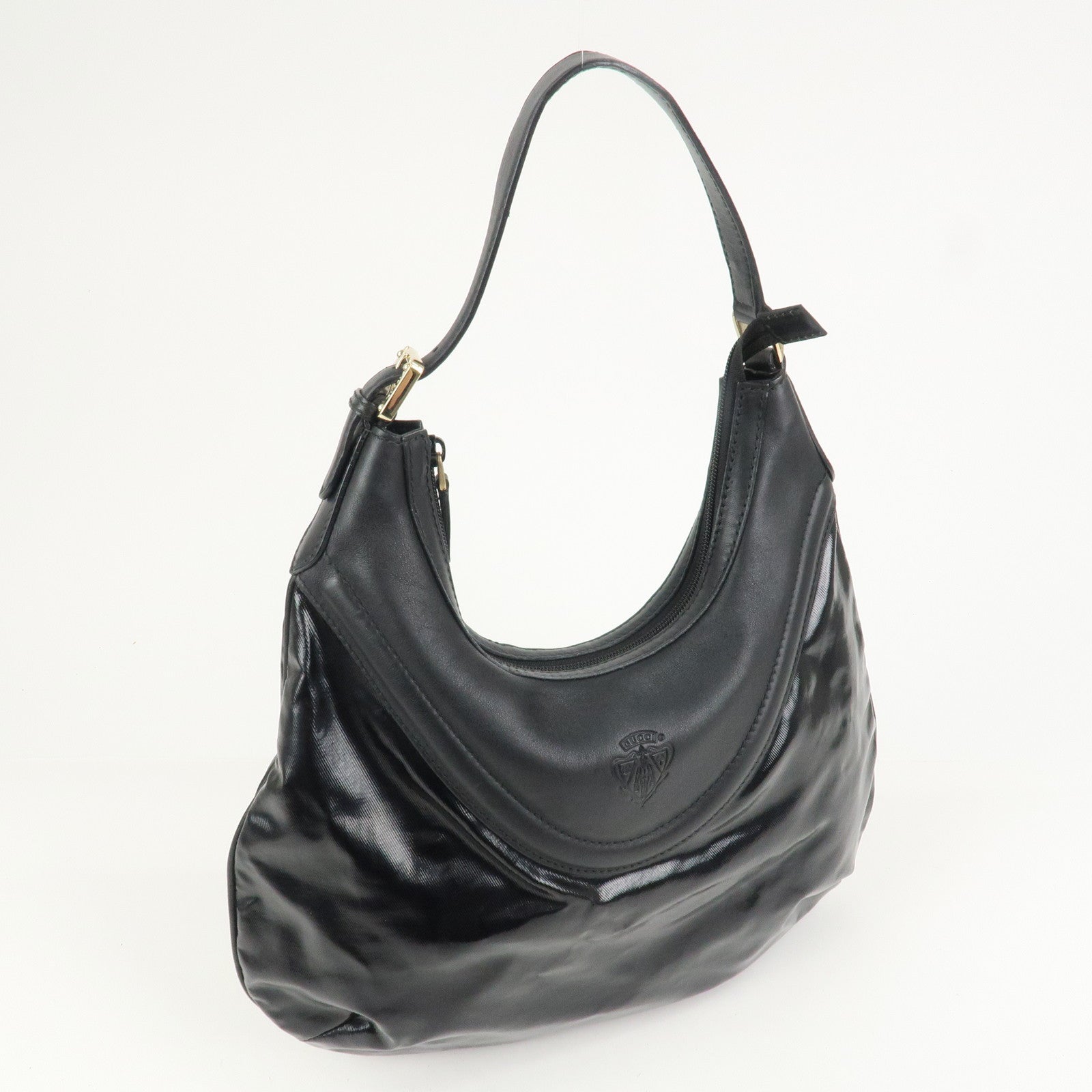 GUCCI Hysteria PVC Canvas Leather Shoulder Bag Black 262903