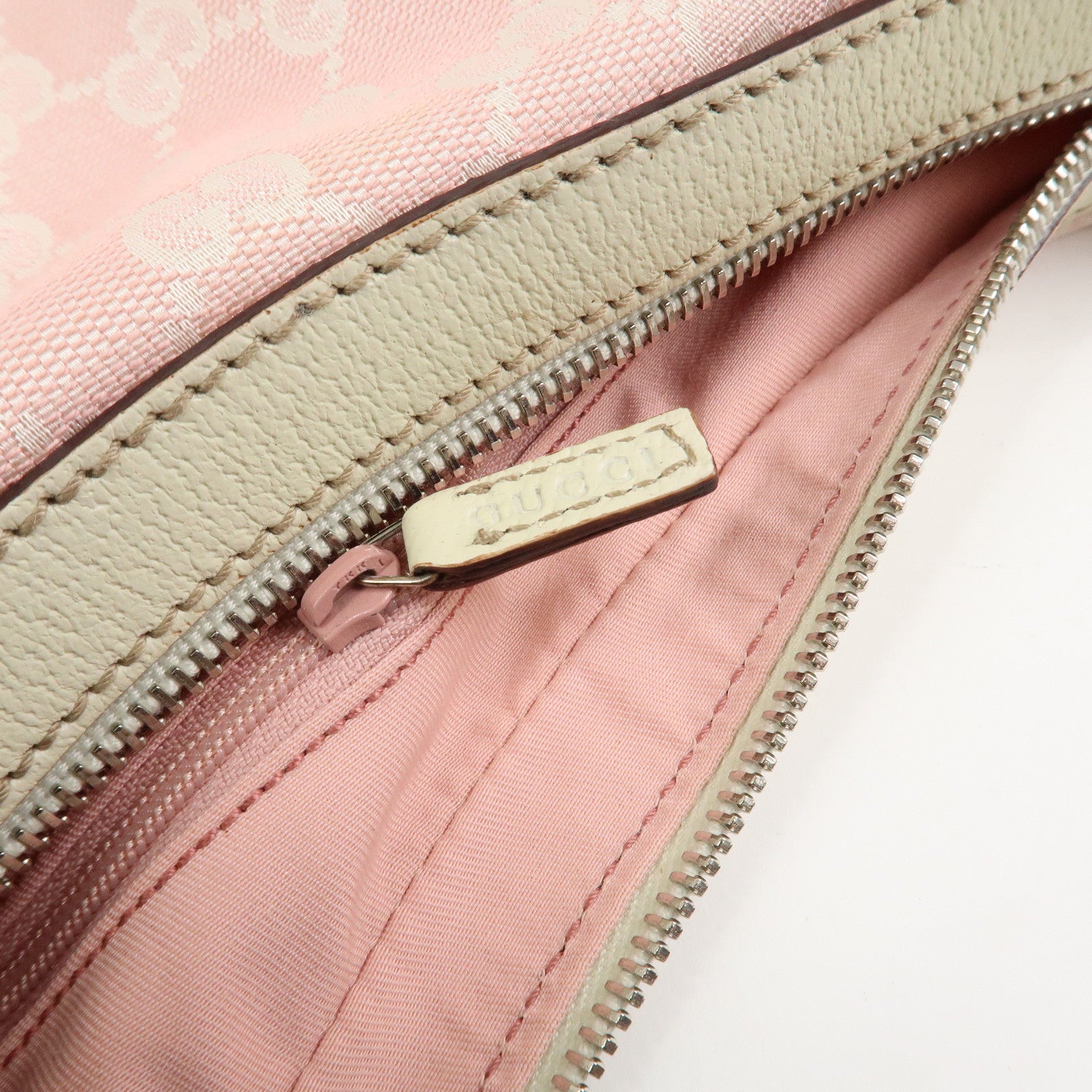 GUCCI Sherry Line GG Canvas Leather Shoulder Bag Pink 145757