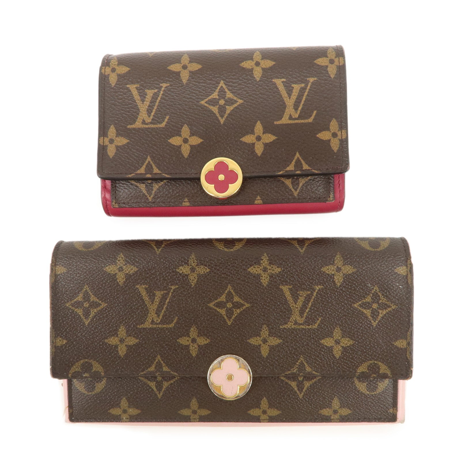 Louis Vuitton Set of 2 Monogram Tri-fold Wallet M64588 M64586 Used