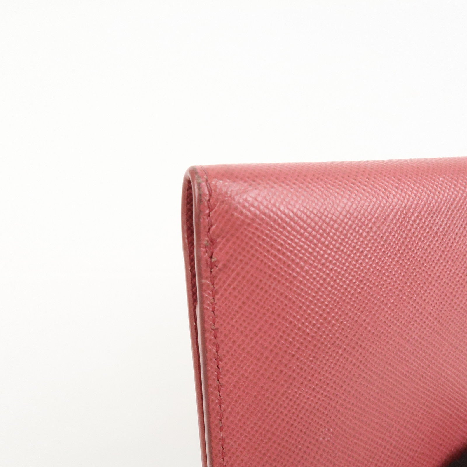 PRADA Logo Saffiano Leather Card Case Card Holder Pink 1M1362