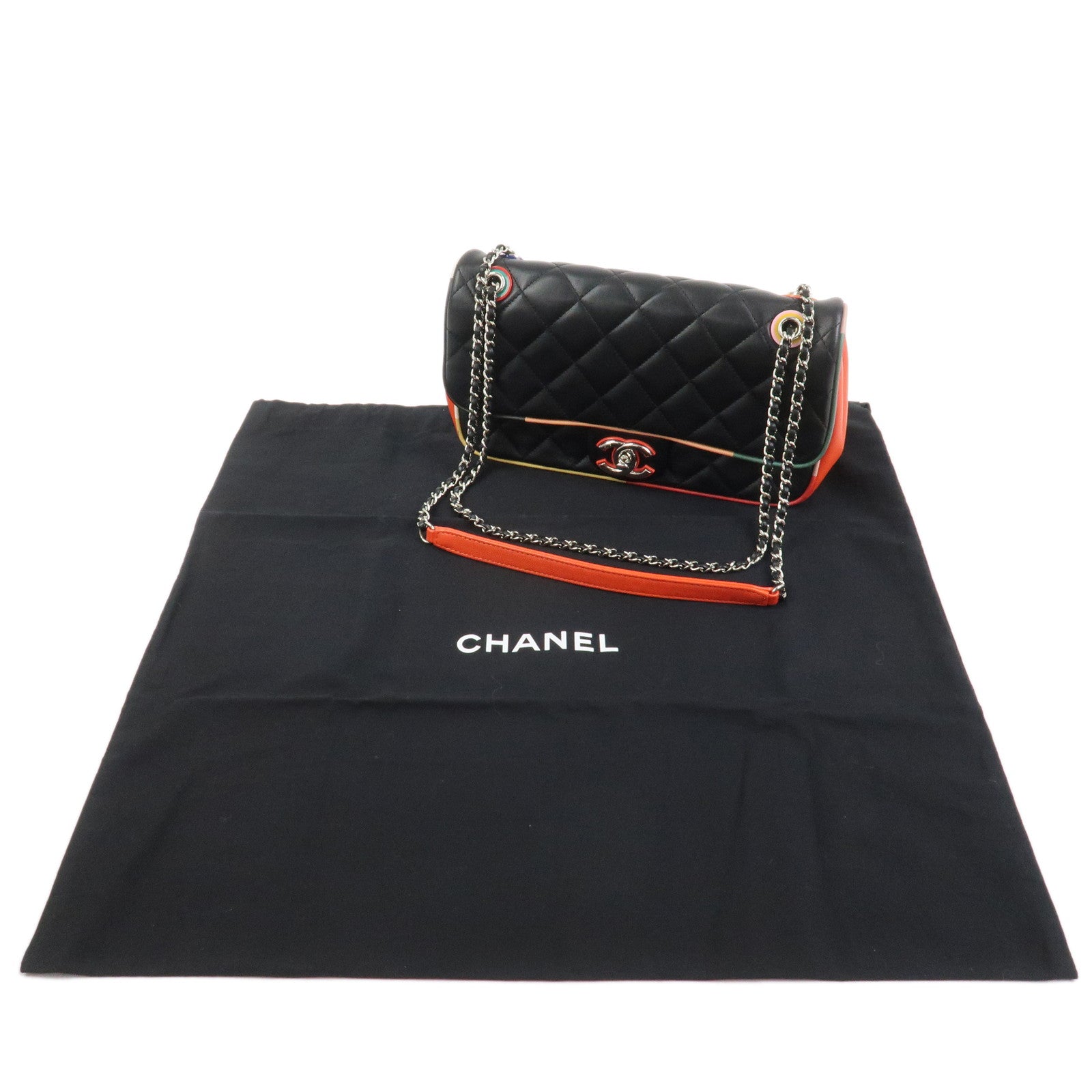 CHANEL Matelasse COCO Mark Lamb Skin Shoulder Bag Multicolor A93691