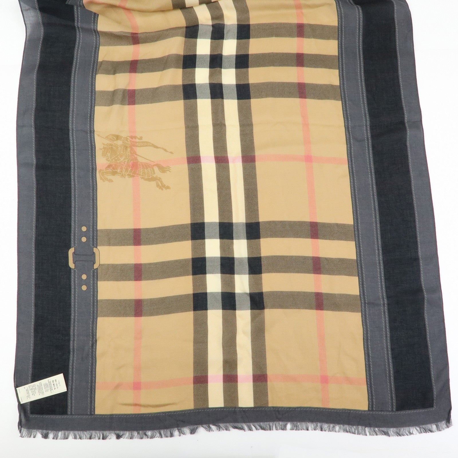 BURBERRY Nova Plaid Rayon Cashmere Stole Brown Beige Black