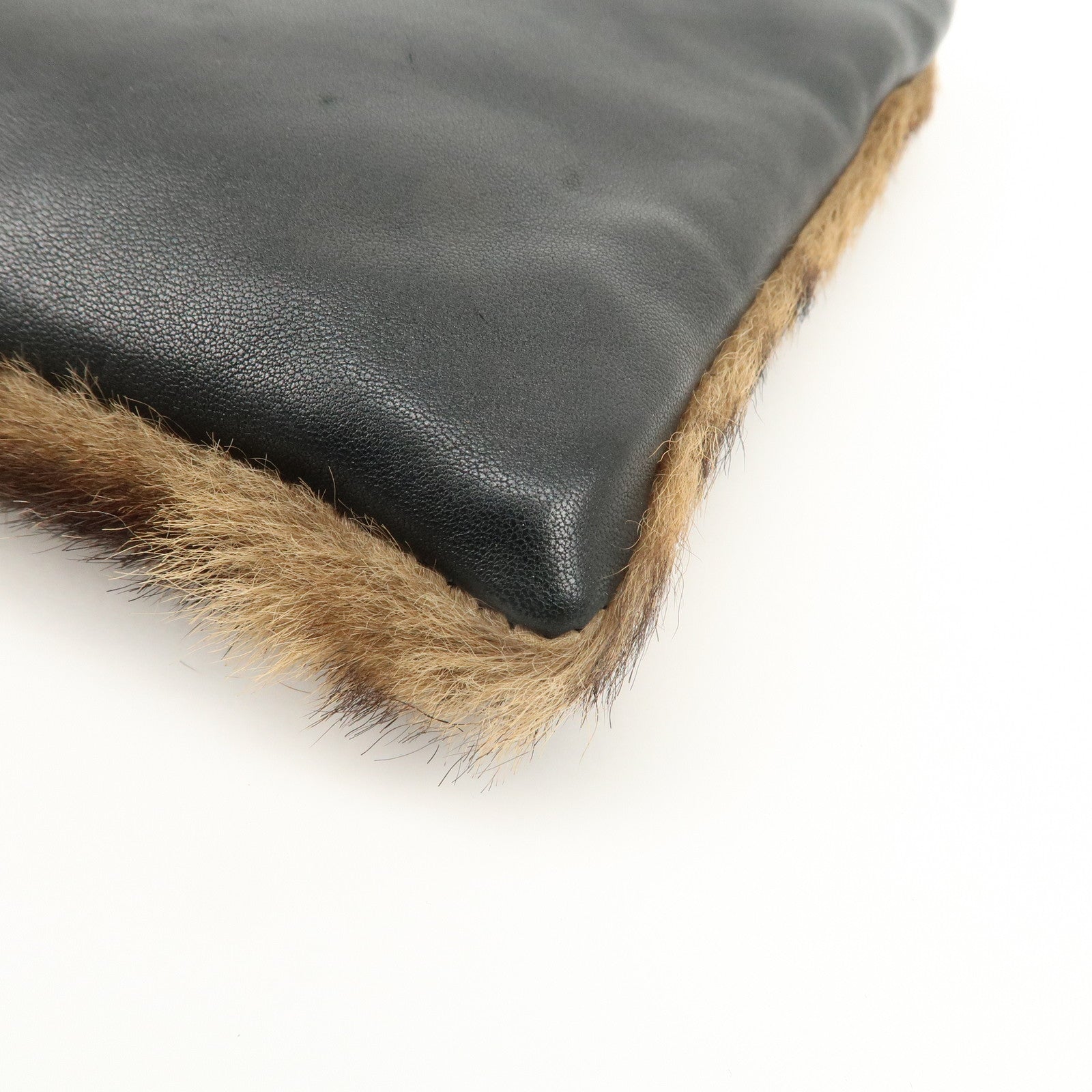 LOEWE Pony Hair Leather Pouch Leopard Brown Black Gold HDW Used