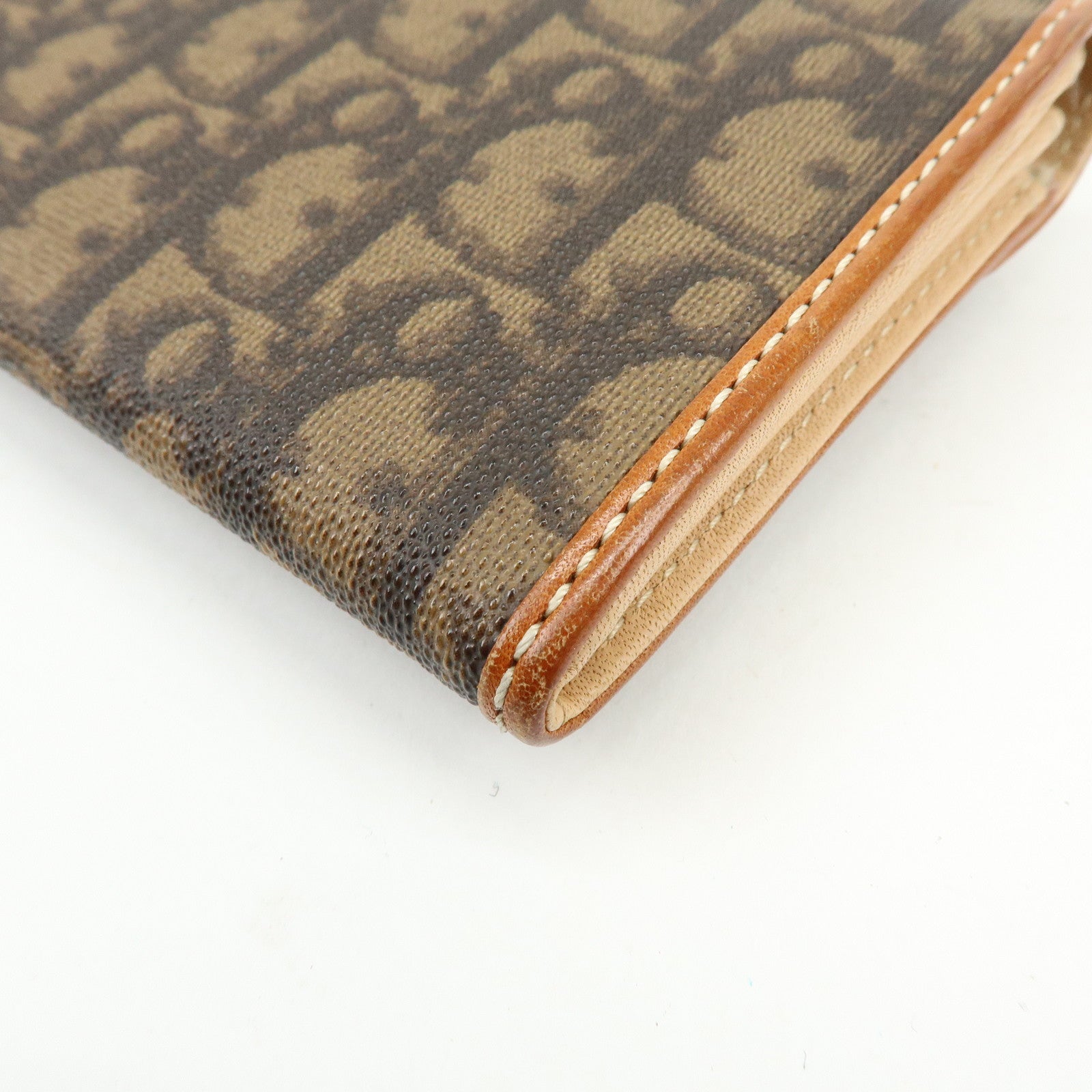 Christian Dior Trotter Romantic PVC Leather Long Flap Wallet Brown