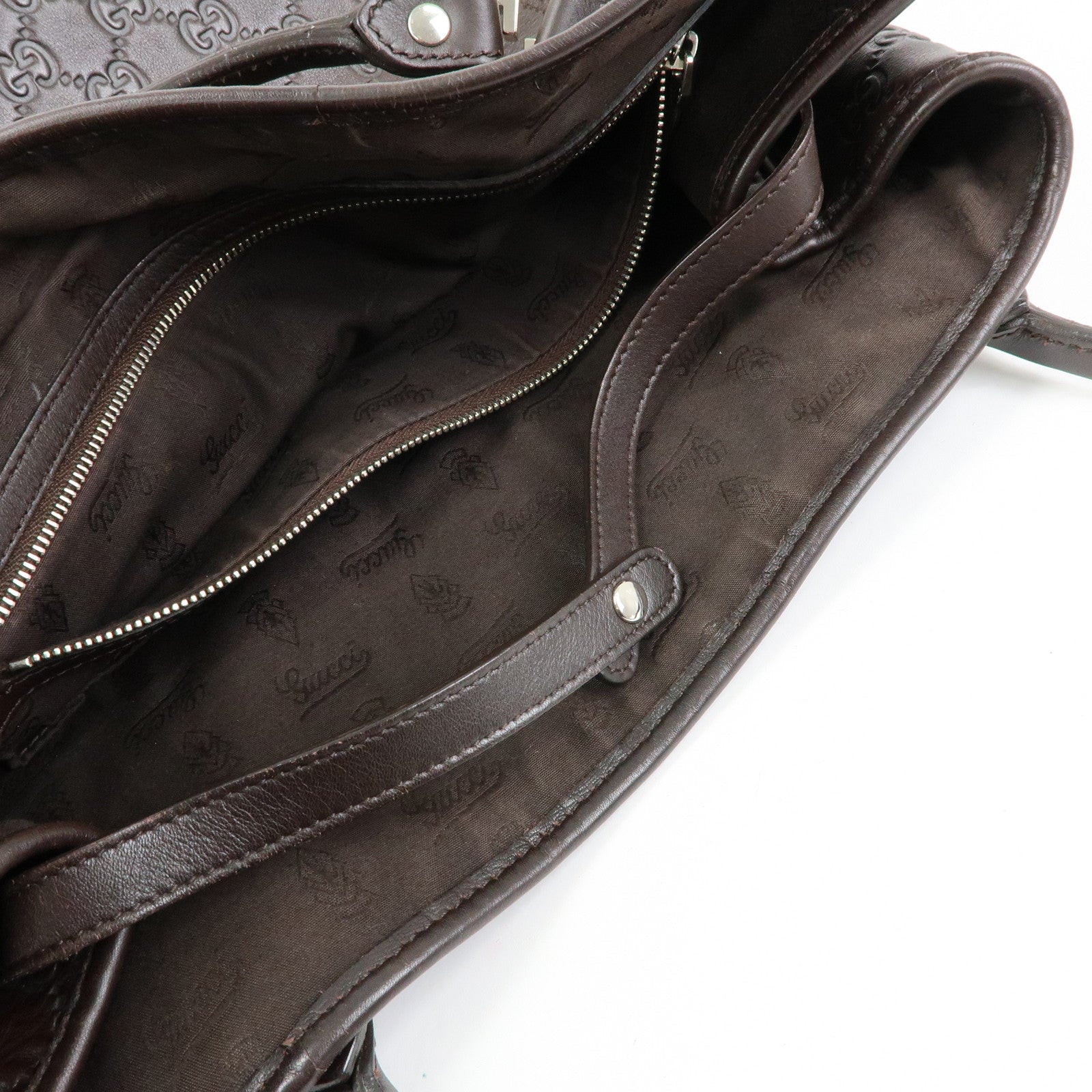 GUCCI GG Twins Guccissima Leather Tote Bag Dark Brown 232956