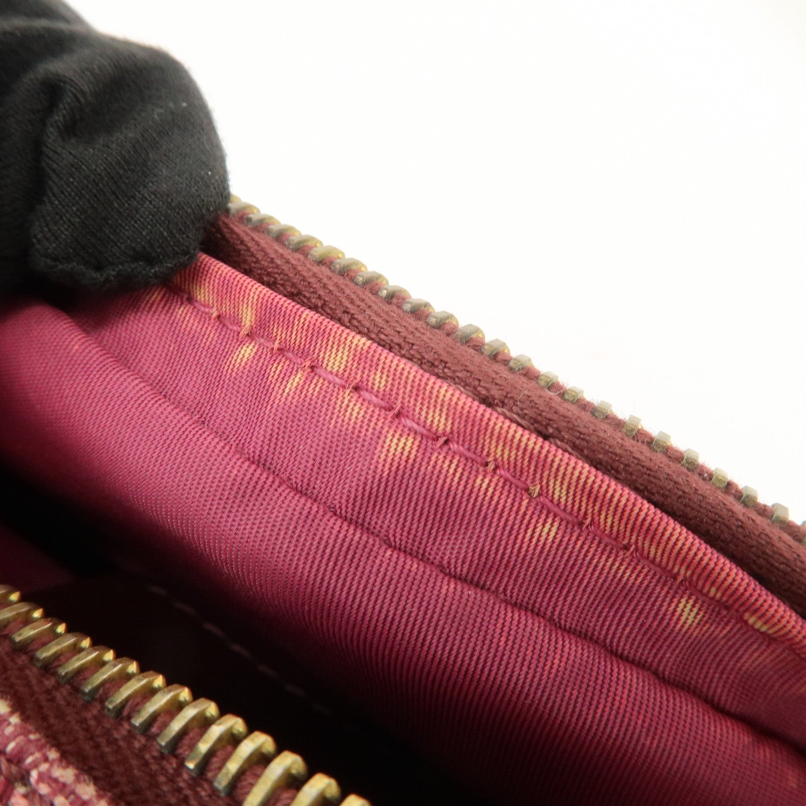 Christian Dior Trotter Jacquard Leather Shoulder Bag Burgundy