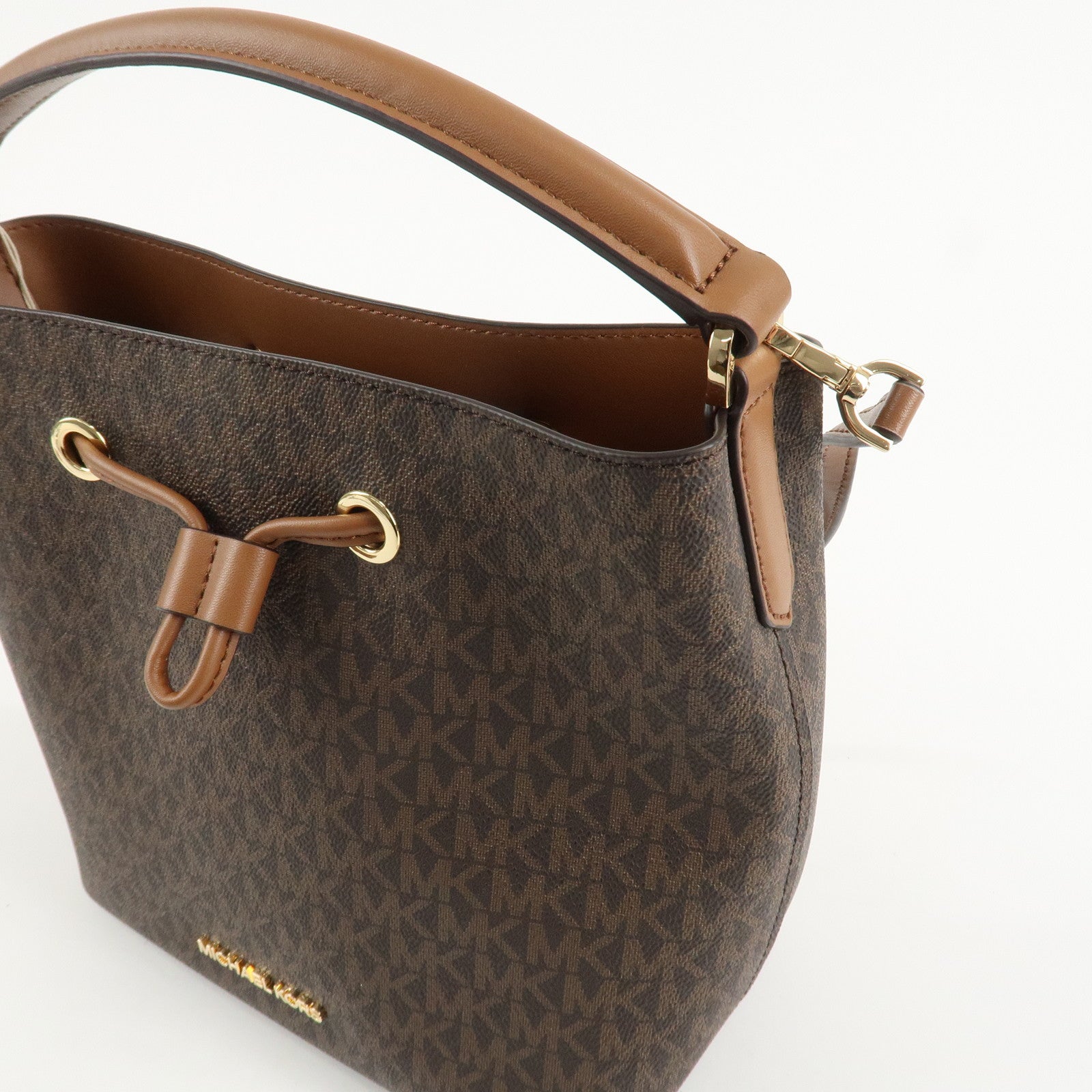 MICHAEL KORS PVC 2Way Leather Hand Bag Shoulder Bag Brown Gold HDW Used
