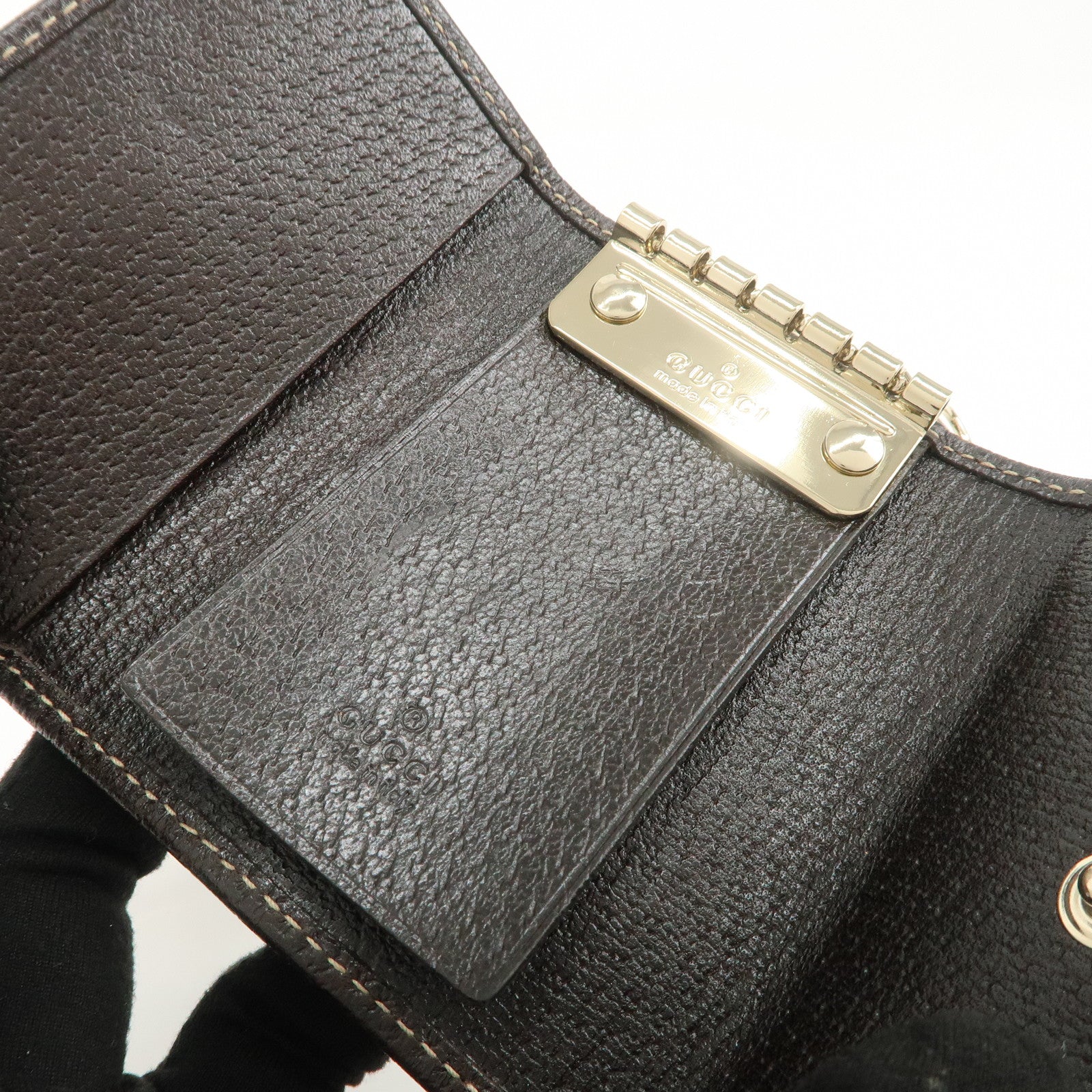 GUCCI Princy Sherry GG Canvas Leather 6 Rings Key Case Brown 162770