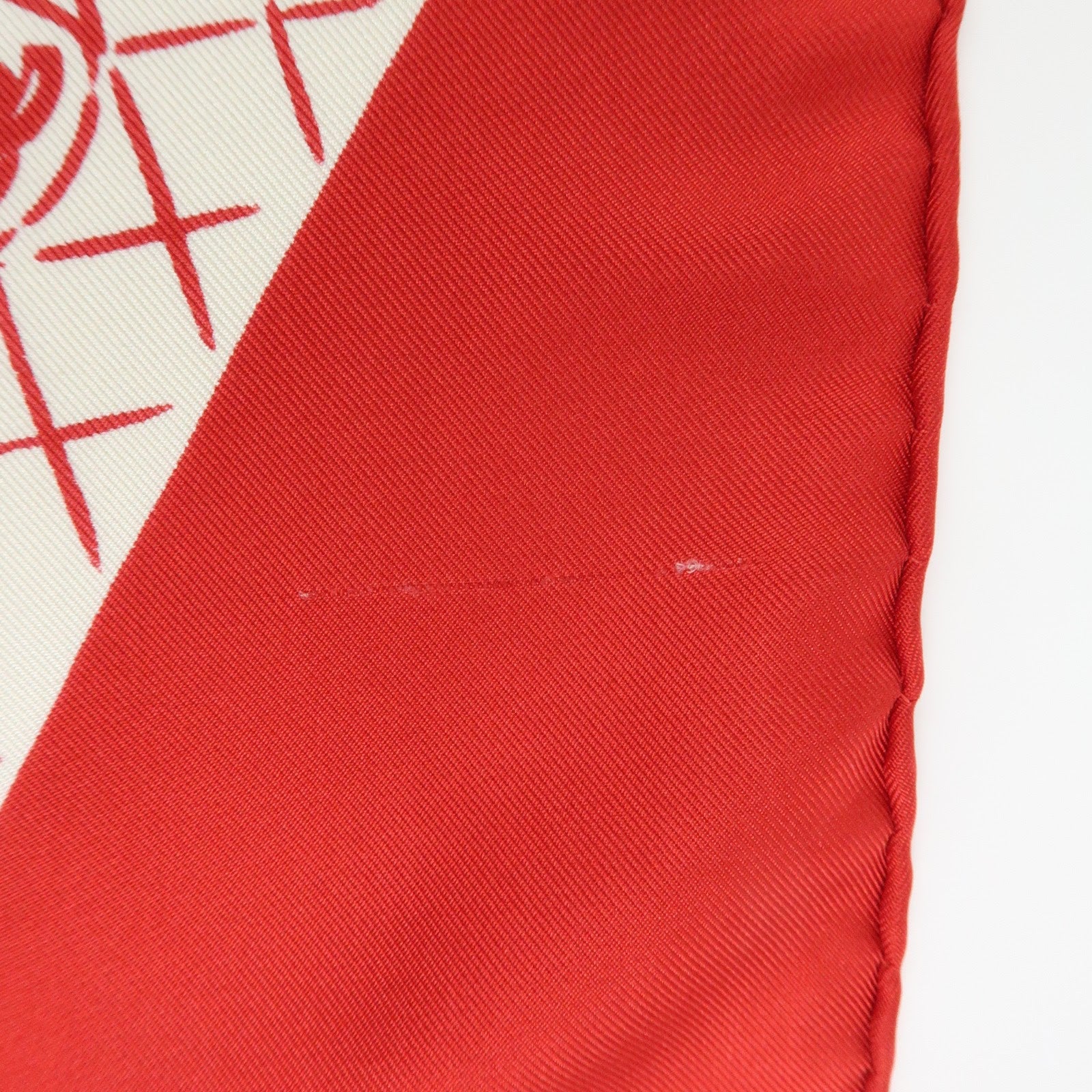 CHANEL Silk 100% Scarf Matelasse Bag Motif Red White