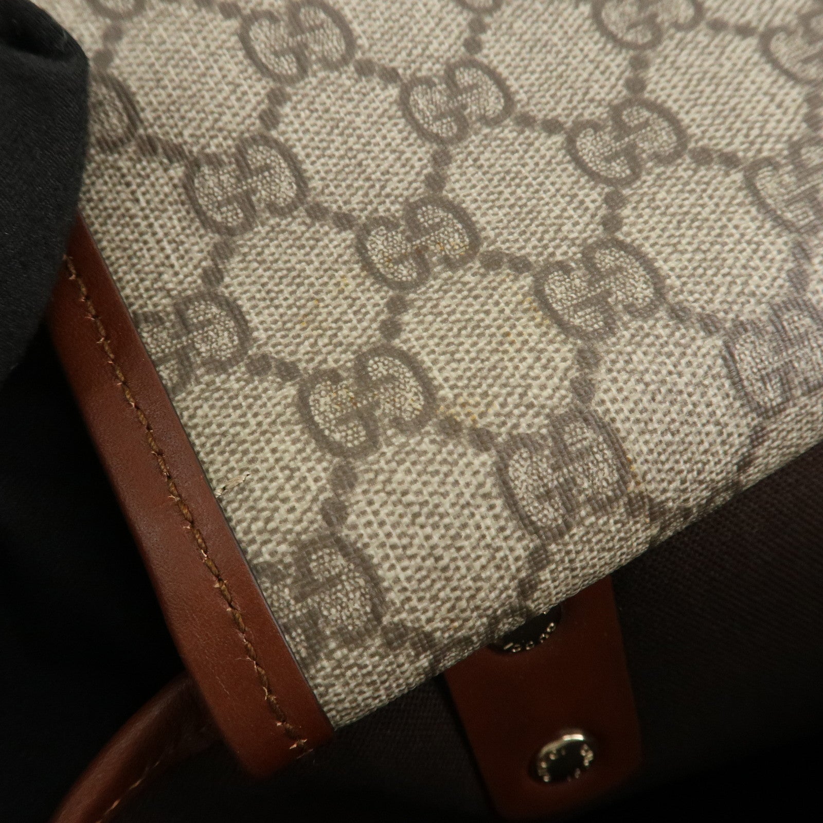 GUCCI Sherry GG Supreme Leather Tote Bag Beige Brown 211135 Used